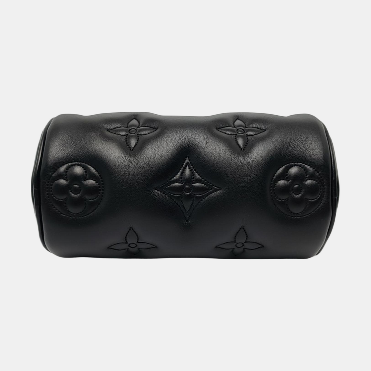 LOUIS VUITTON PAPILLON BB Black Leather Monogram Quilted Boston Bag Single Shoulder Bag, Handbag, Crossbody Bag, Gold Hardware, 2 Detachable Shoulder Straps-(SKU)-966453968