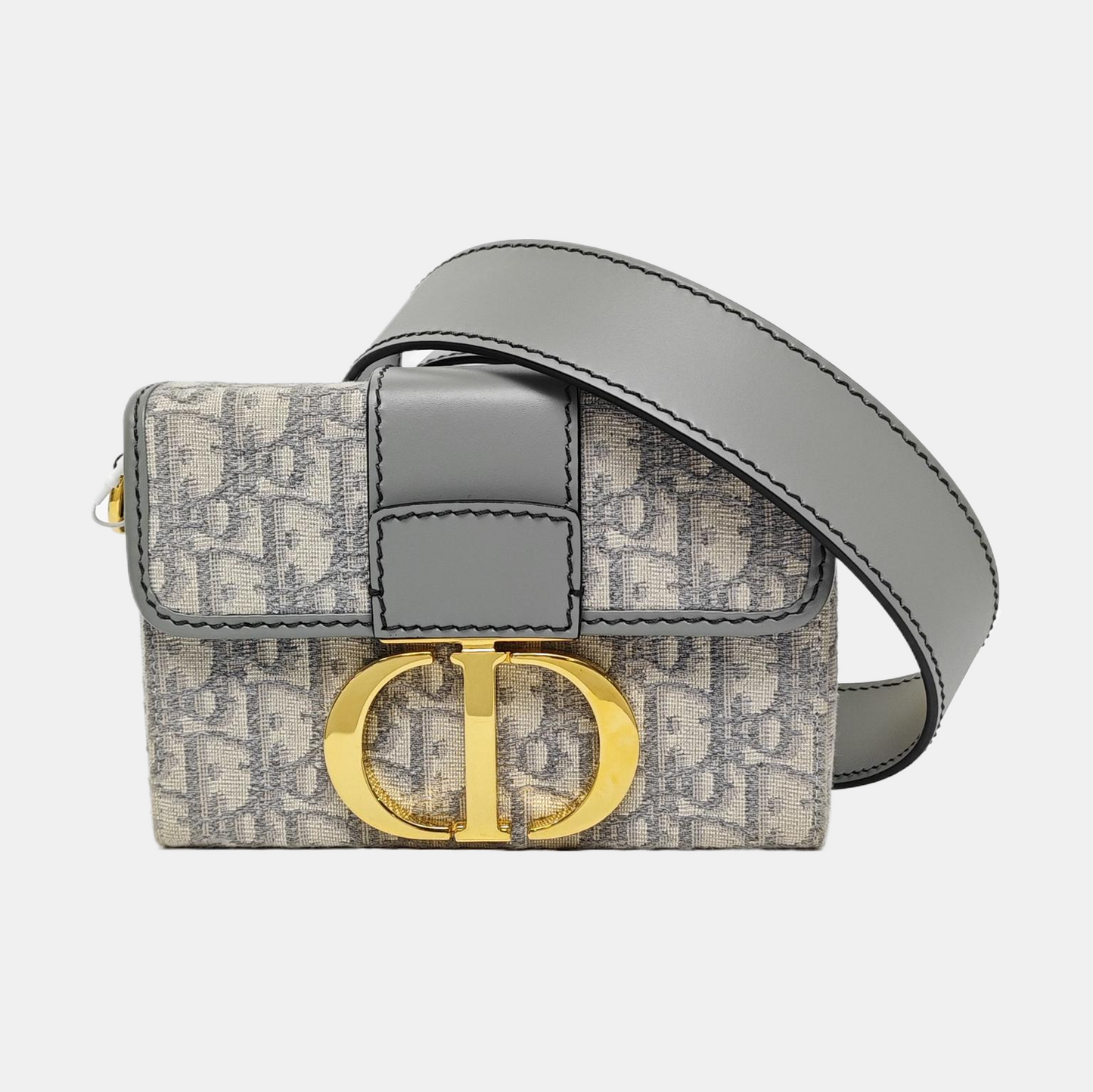 DIOR 30 Montaigne Grey Canvas Monogram Montaigne Bag Crossbody Shoulder Bag-(SKU)-966440601