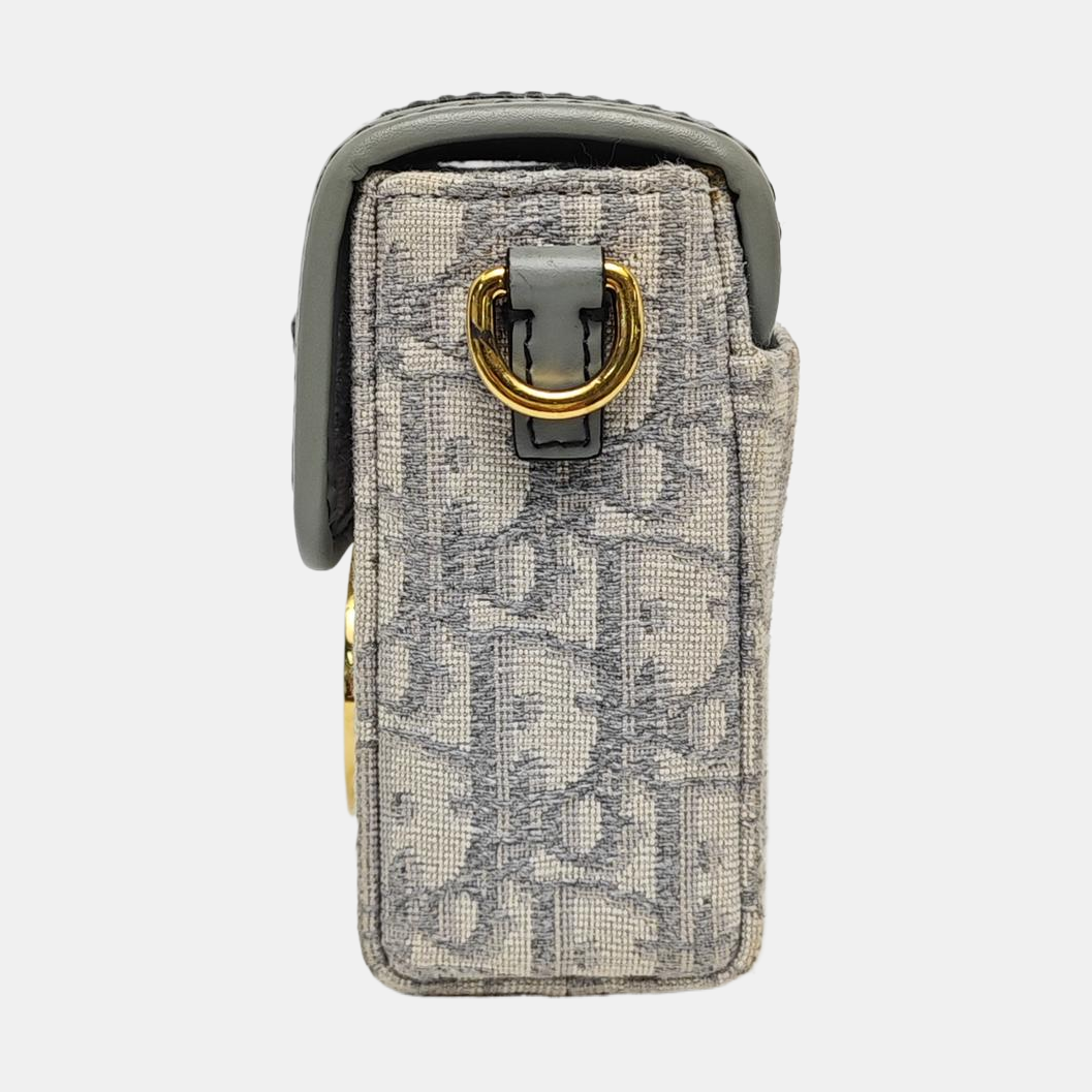 DIOR 30 Montaigne Grey Canvas Monogram Montaigne Bag Crossbody Shoulder Bag-(SKU)-966440601