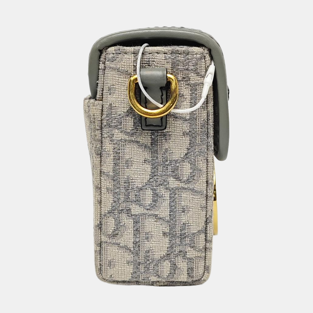 DIOR 30 Montaigne Grey Canvas Monogram Montaigne Bag Crossbody Shoulder Bag-(SKU)-966440601