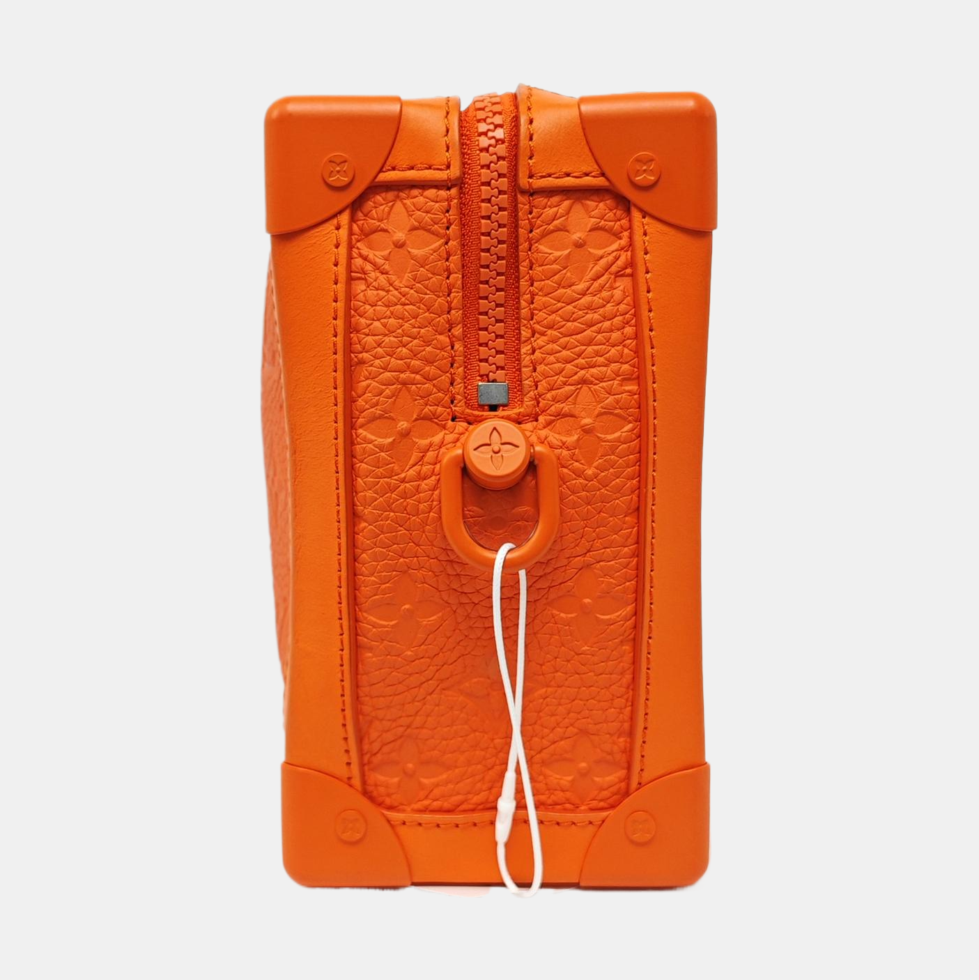 LOUIS VUITTON SOFT TRUNK Orange Leather Monogram Damier Ebene Shoulder Bag Tote Bag Crossbody Silver Hardware Removable Shoulder Strap-(SKU)-966422103