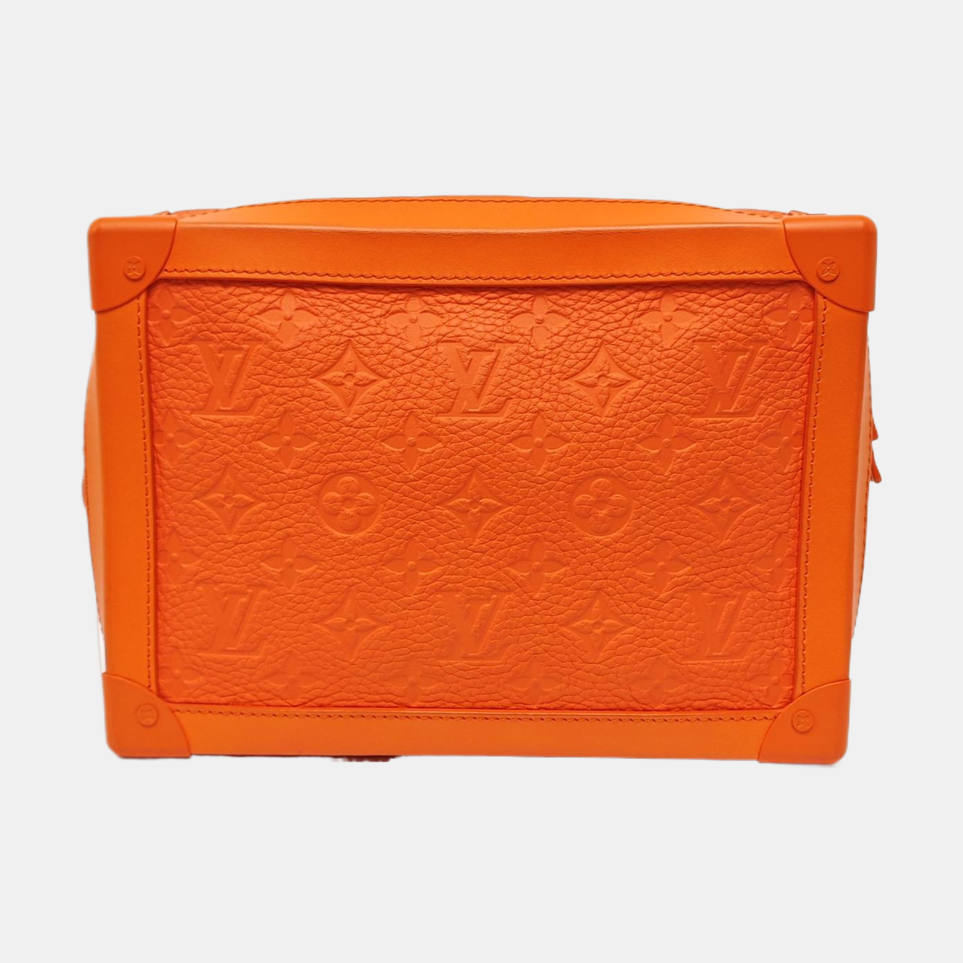 LOUIS VUITTON SOFT TRUNK Orange Leather Monogram Damier Ebene Shoulder Bag Tote Bag Crossbody Silver Hardware Removable Shoulder Strap-(SKU)-966422103