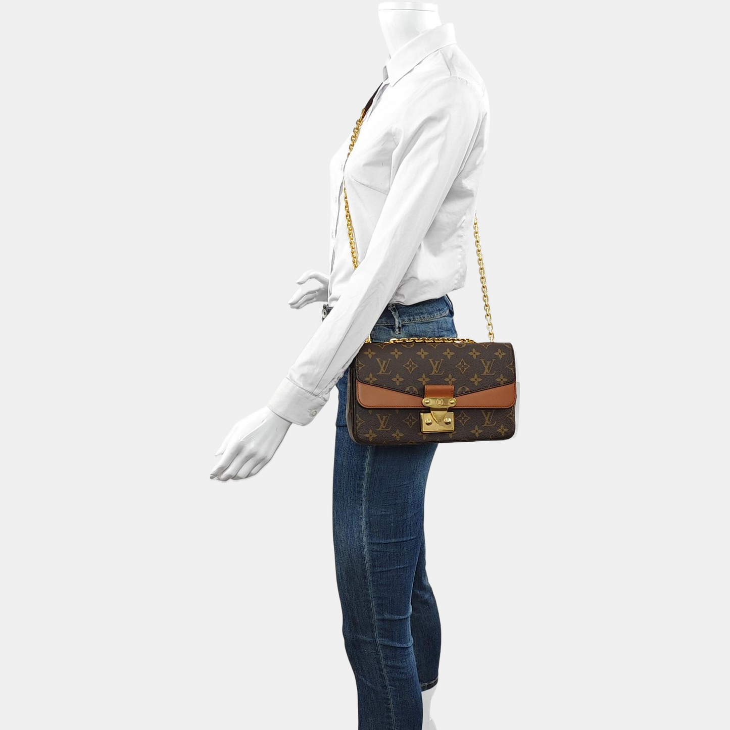 LOUIS VUITTON MARCEAU Brown Coated Canvas Monogram Single Shoulder Bag Crossbody Bag Gold Hardware-(SKU)-966263991