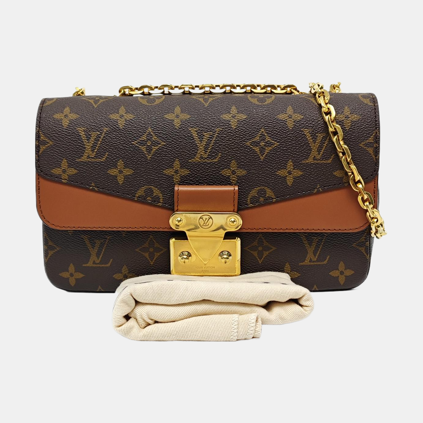 LOUIS VUITTON MARCEAU Brown Coated Canvas Monogram Single Shoulder Bag Crossbody Bag Gold Hardware-(SKU)-966263991