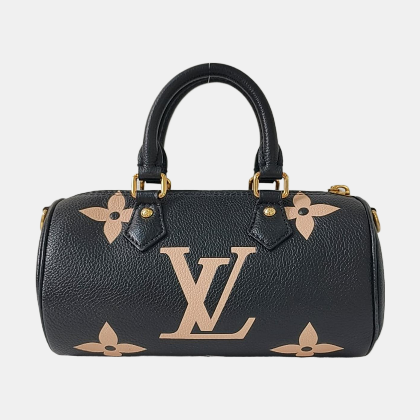 LOUIS VUITTON PAPILLON BB Black Calfskin Monogram Papillon Crossbody Shoulder Bag Handbag with Removable Strap Gold Hardware Detachable Pouch-(SKU)-966336754