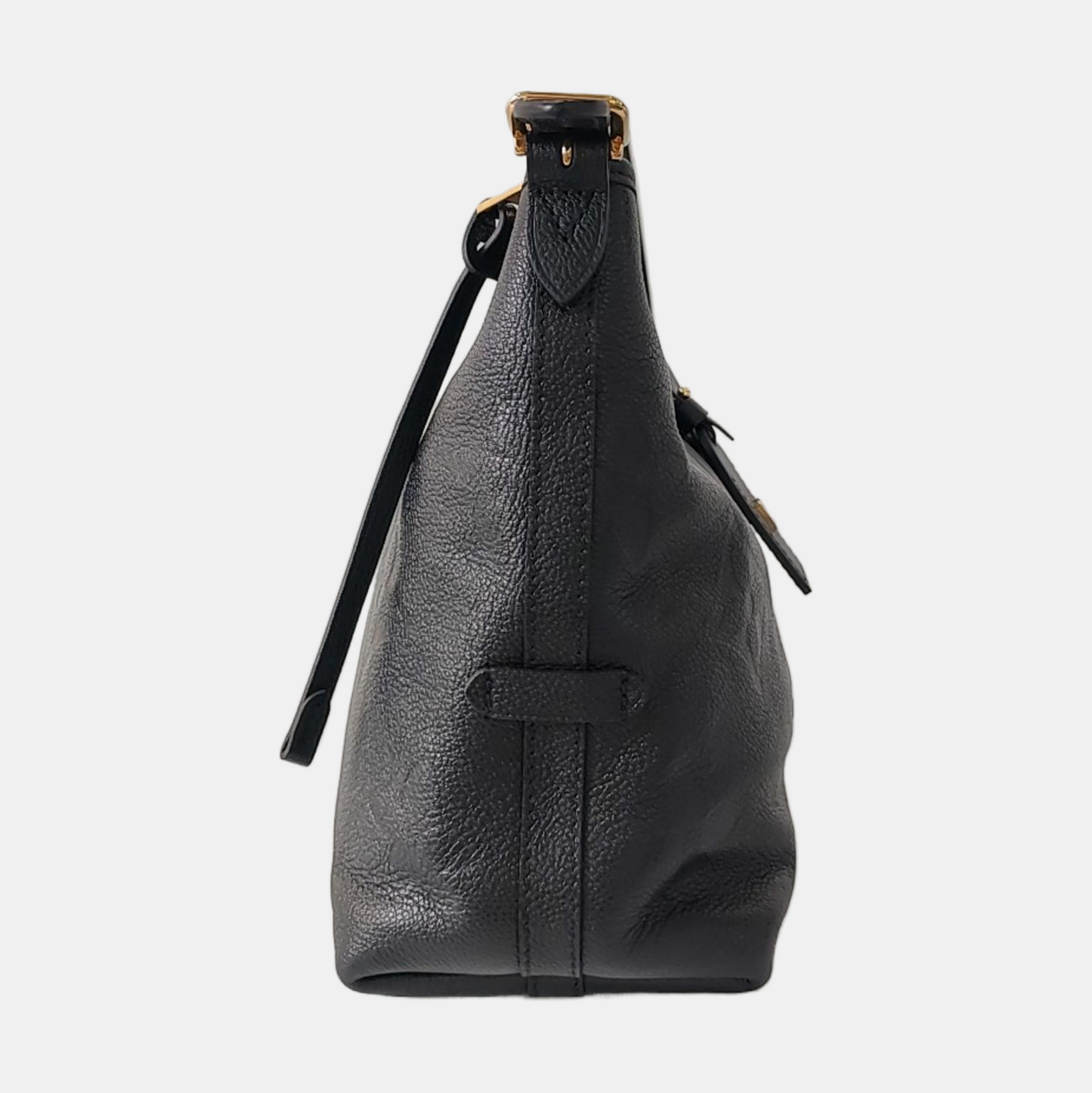 LOUIS VUITTON CARRYALL Small Black Leather Monogram Damier Ebene Black Shoulder Bag Tote Bag with Gold Hardware and Detachable Shoulder Strap-(SKU)-966661333
