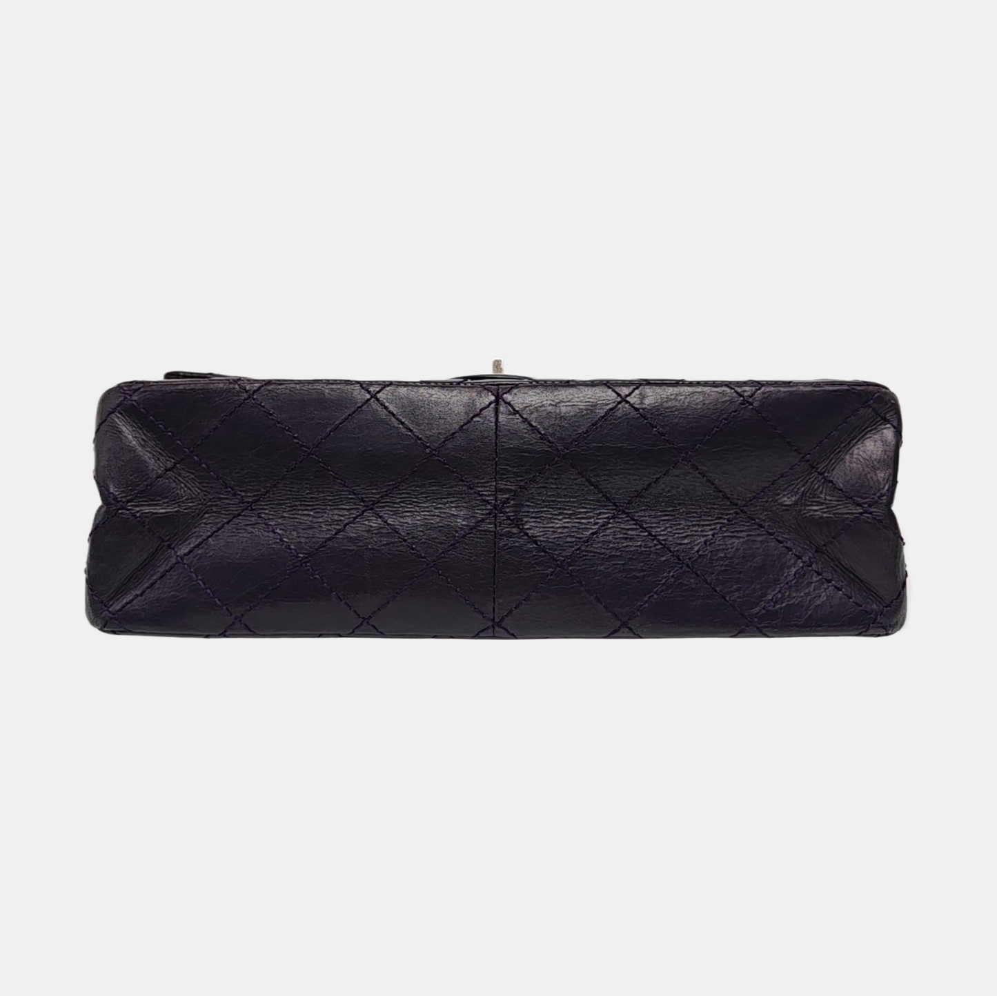 CHANEL 2.55 Large Purple Calfskin Quilted Chevron Single Shoulder Bag with Palladium Hardware-(SKU)-966463850