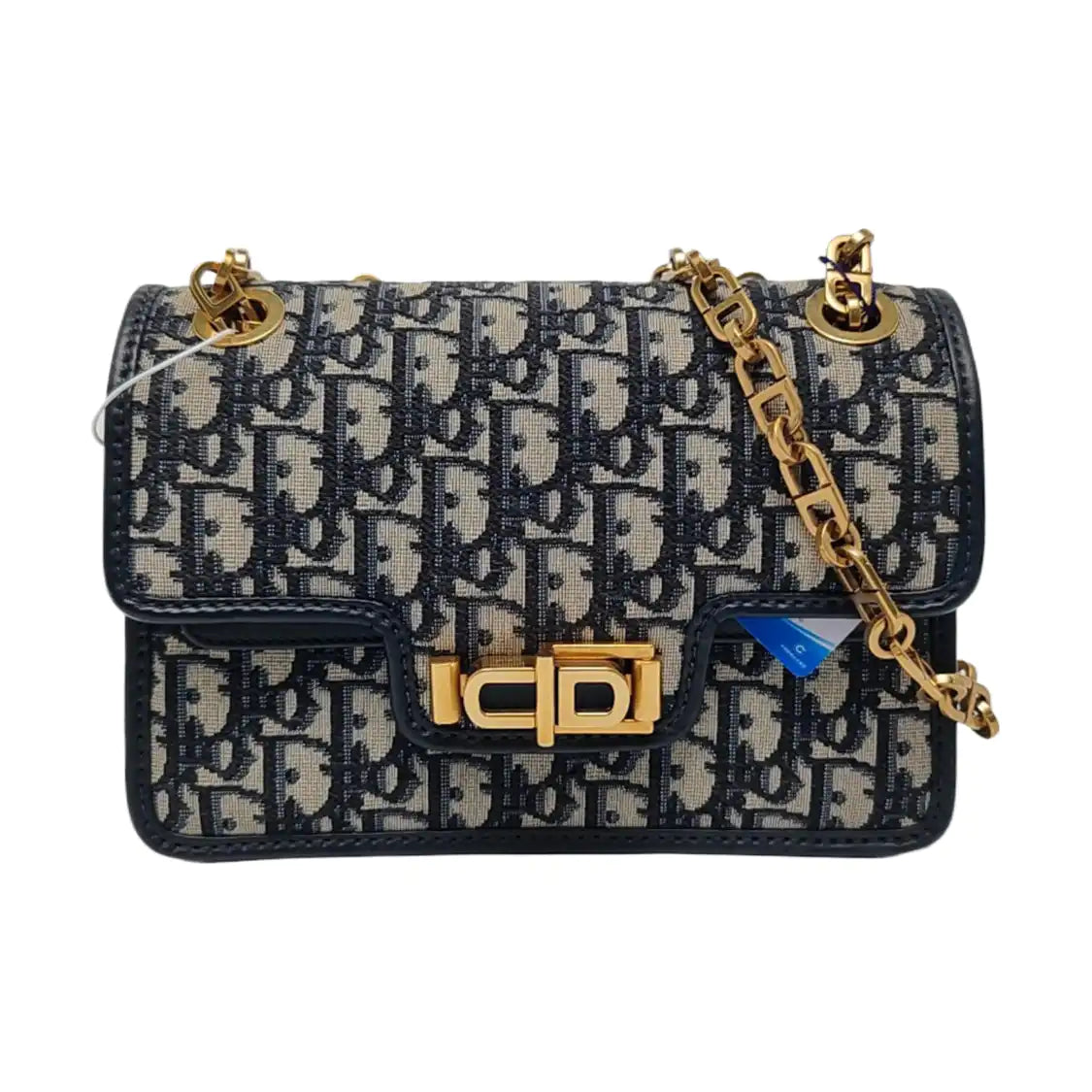 DIOR Dioraddict Blue Canvas Monogram Single Shoulder Bag and Crossbody with Gold Hardware-(SKU)-966513977