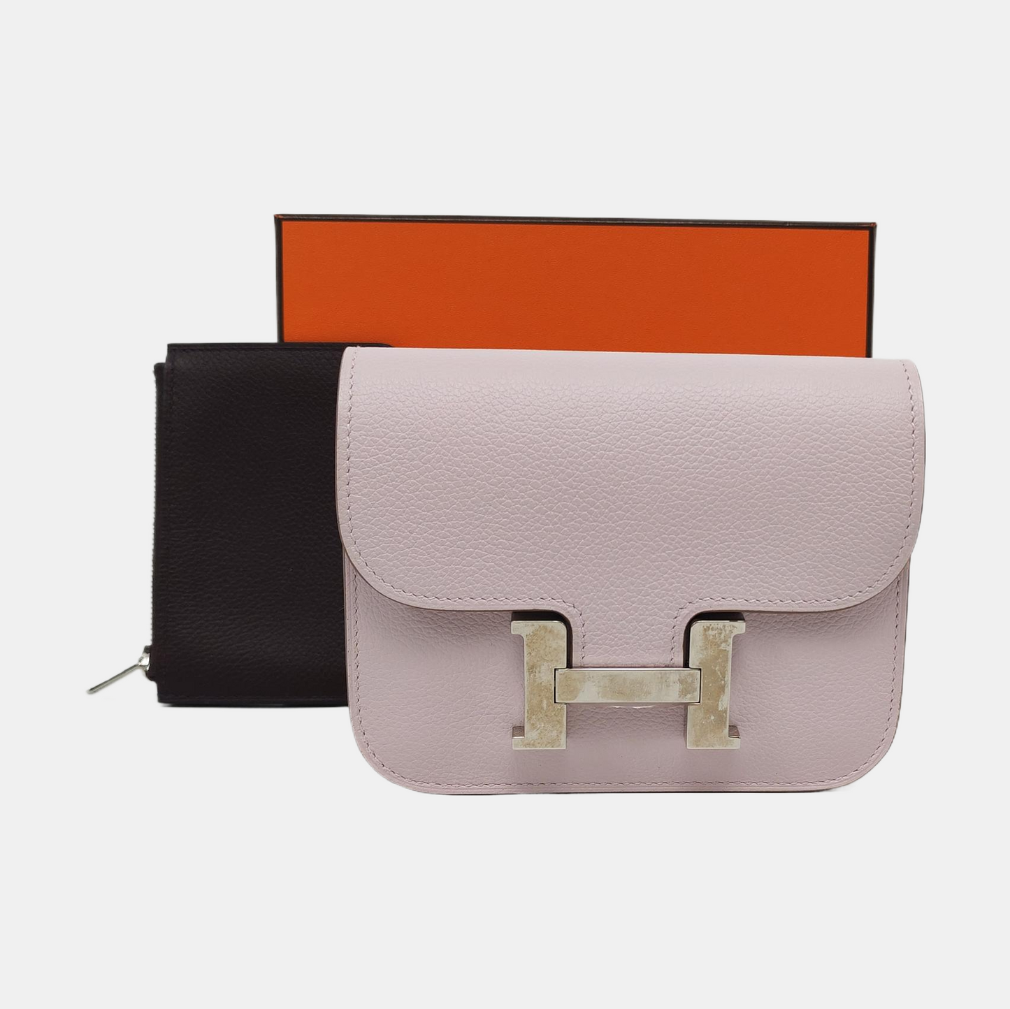HERMÈS Constance Slim Fantasy Purple Evercolor Calfskin Card Case with Silver Hardware and B Stamp-(SKU)-966465502