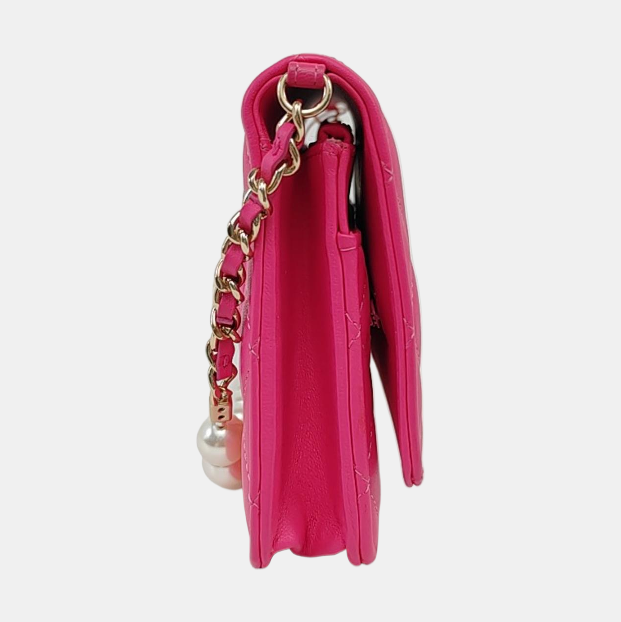 CHANEL WOC Pink Lamb Skin Quilted Single Shoulder Bag Crossbody Bag Golden Hardware-(SKU)-966775243