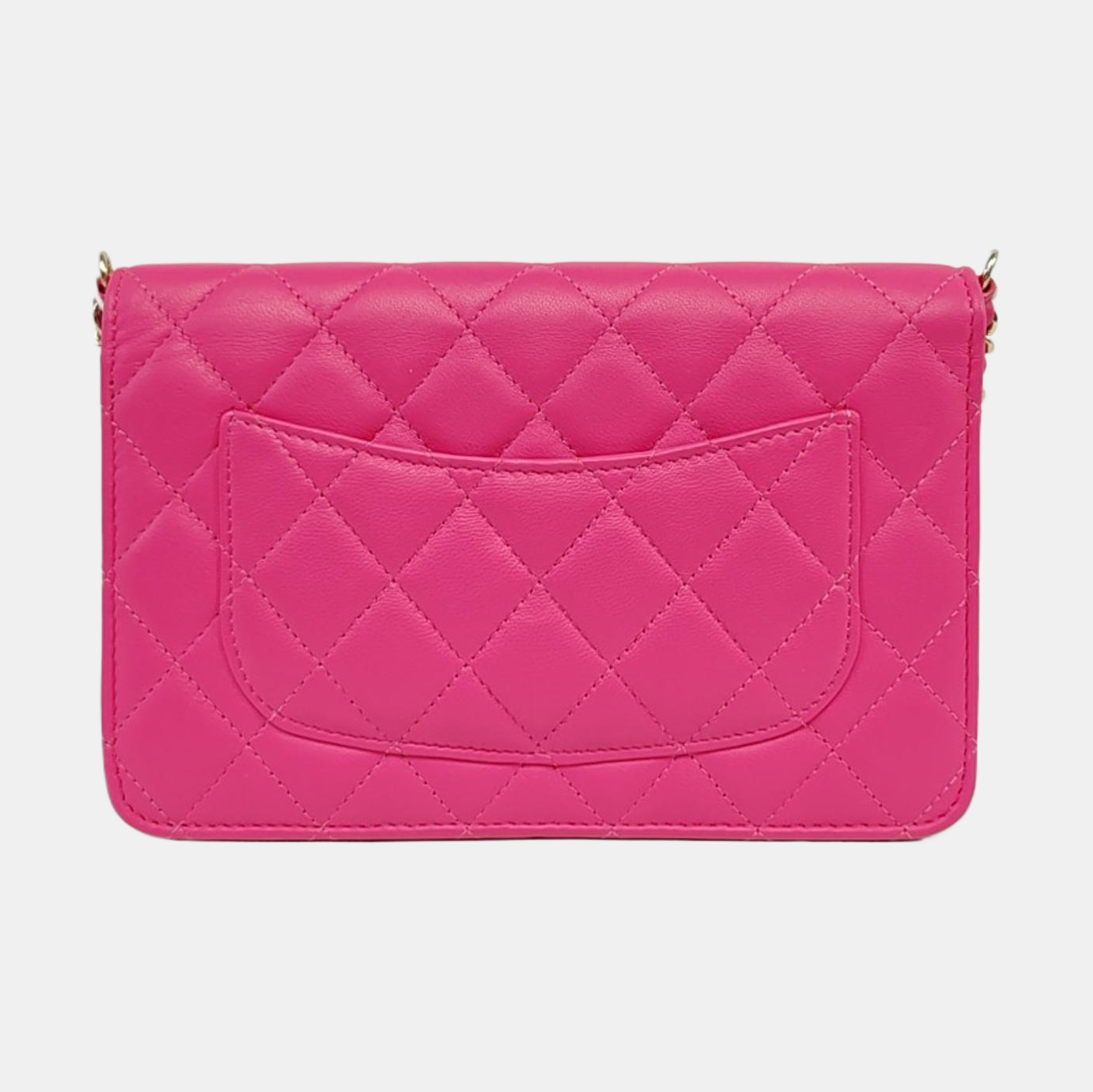 CHANEL WOC Pink Lamb Skin Quilted Single Shoulder Bag Crossbody Bag Golden Hardware-(SKU)-966775243