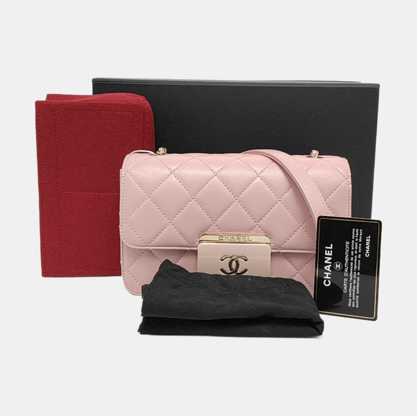 CHANEL BEAUTY LOCK Mini Pink Lamb Calfskin Quilted Crossbody Bag Gold Hardware 22 Clasp-(SKU)-964781570