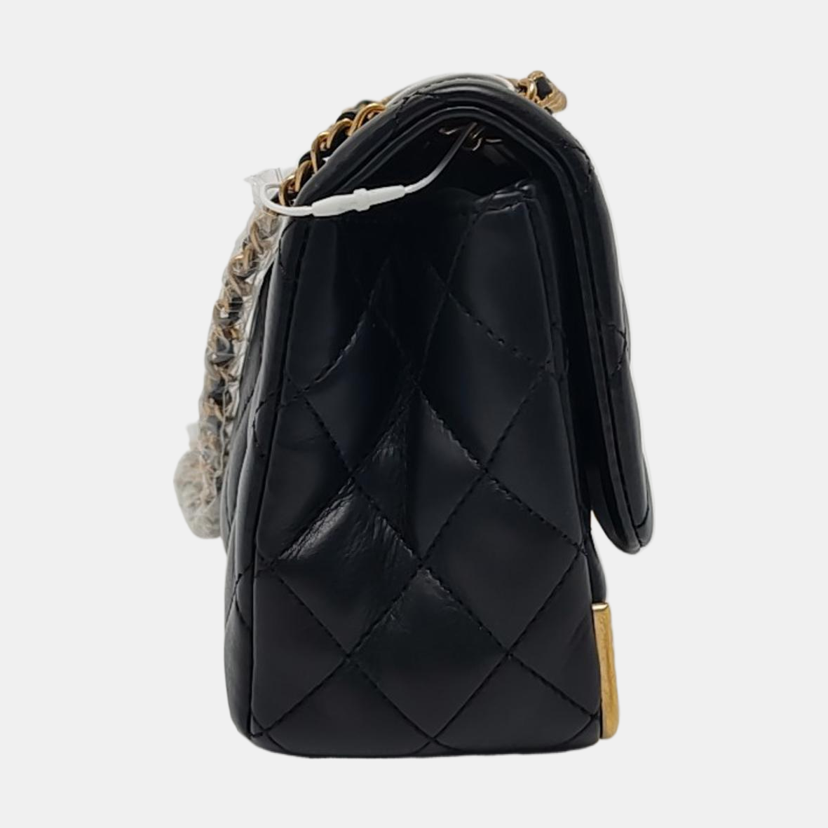 CHANEL CLASSIC FLAP Mini Black Leather Grained Quilted Crossbody Bag Single Shoulder Bag with Gold Hardware 24 opening-(SKU)-966396752
