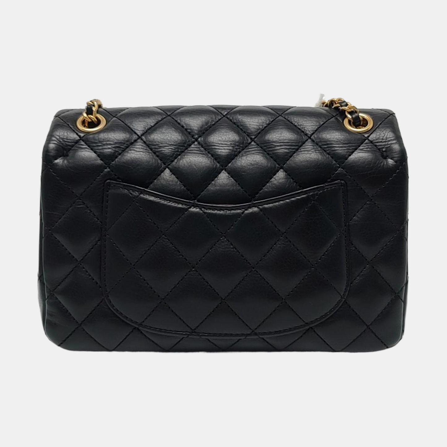 CHANEL CLASSIC FLAP Mini Black Leather Grained Quilted Crossbody Bag Single Shoulder Bag with Gold Hardware 24 opening-(SKU)-966396752