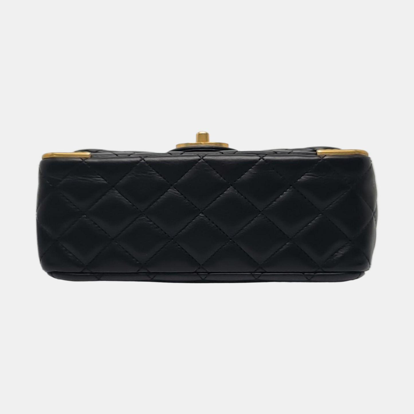 CHANEL CLASSIC FLAP Mini Black Leather Grained Quilted Crossbody Bag Single Shoulder Bag with Gold Hardware 24 opening-(SKU)-966396752