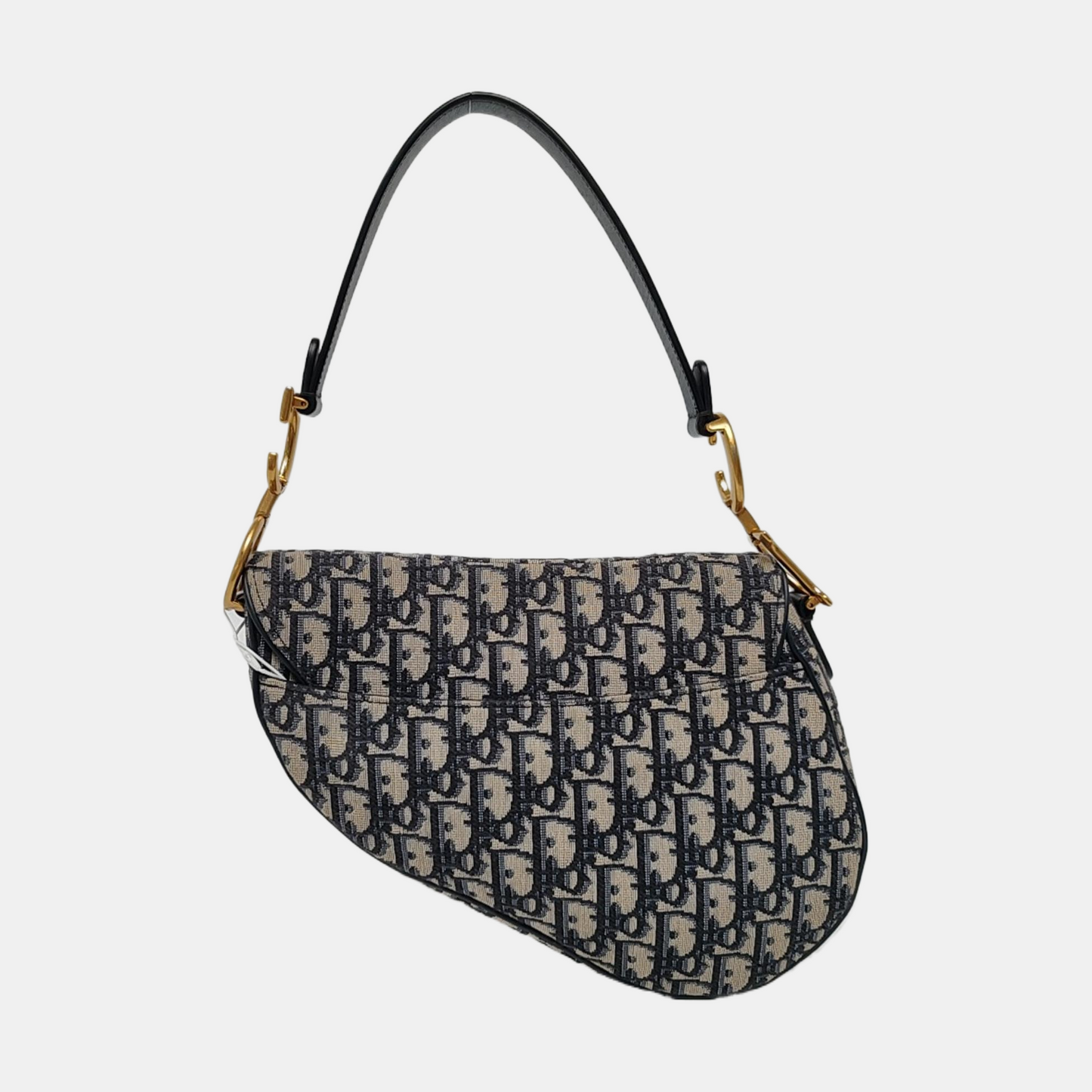 DIOR Saddle Small Size Blue Canvas Monogram Saddle Bag Single Shoulder Bag Golden Hardware-(SKU)-966733387