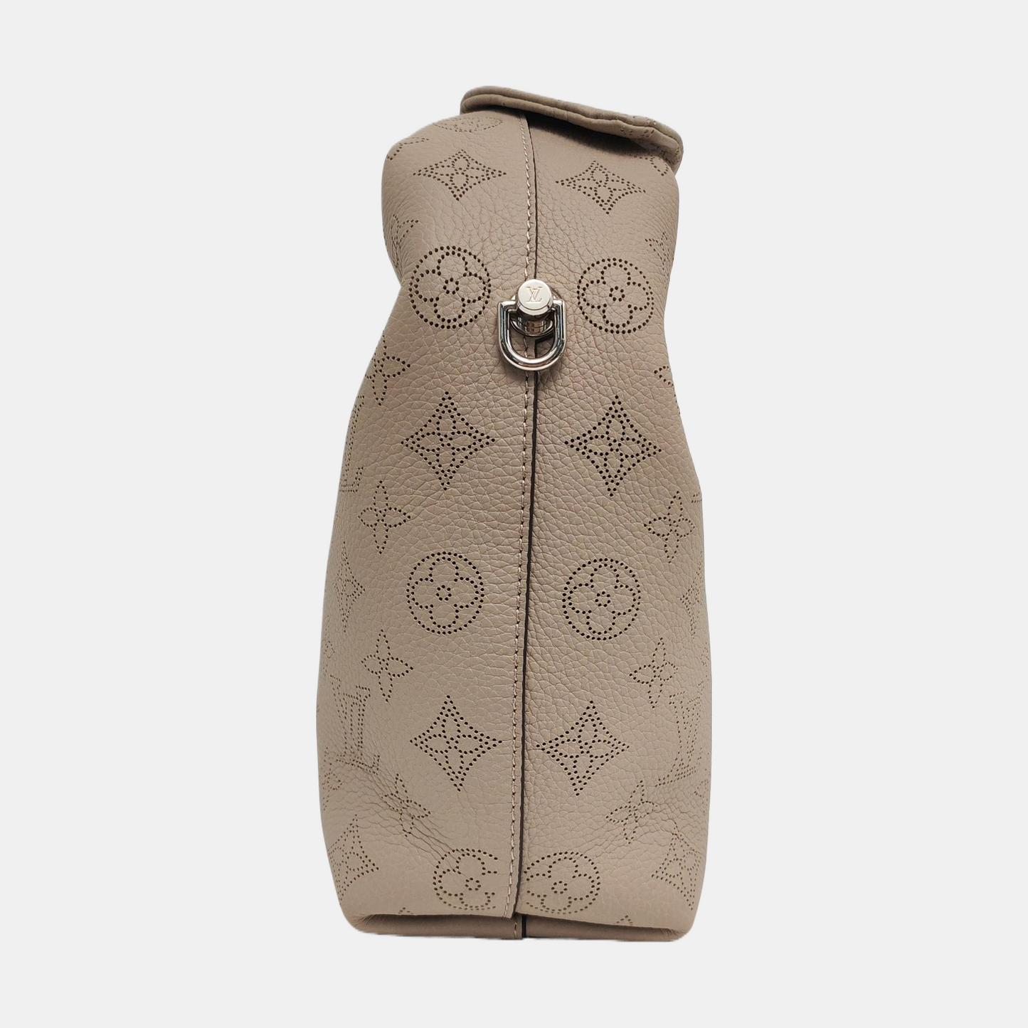 LOUIS VUITTON WHY KNOT Small size grey leather monogram perforated shoulder bag handbag crossbody bag with silver hardware and removable shoulder strap complete accessories-(SKU)-966742188