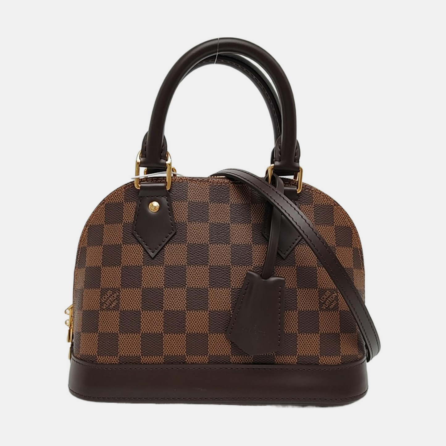 LOUIS VUITTON ALMA BB Brown Coated Canvas Monogram Checkerboard Shell Bag Shoulder Bag Crossbody Bag Golden Hardware Removable Strap-(SKU)-967078439