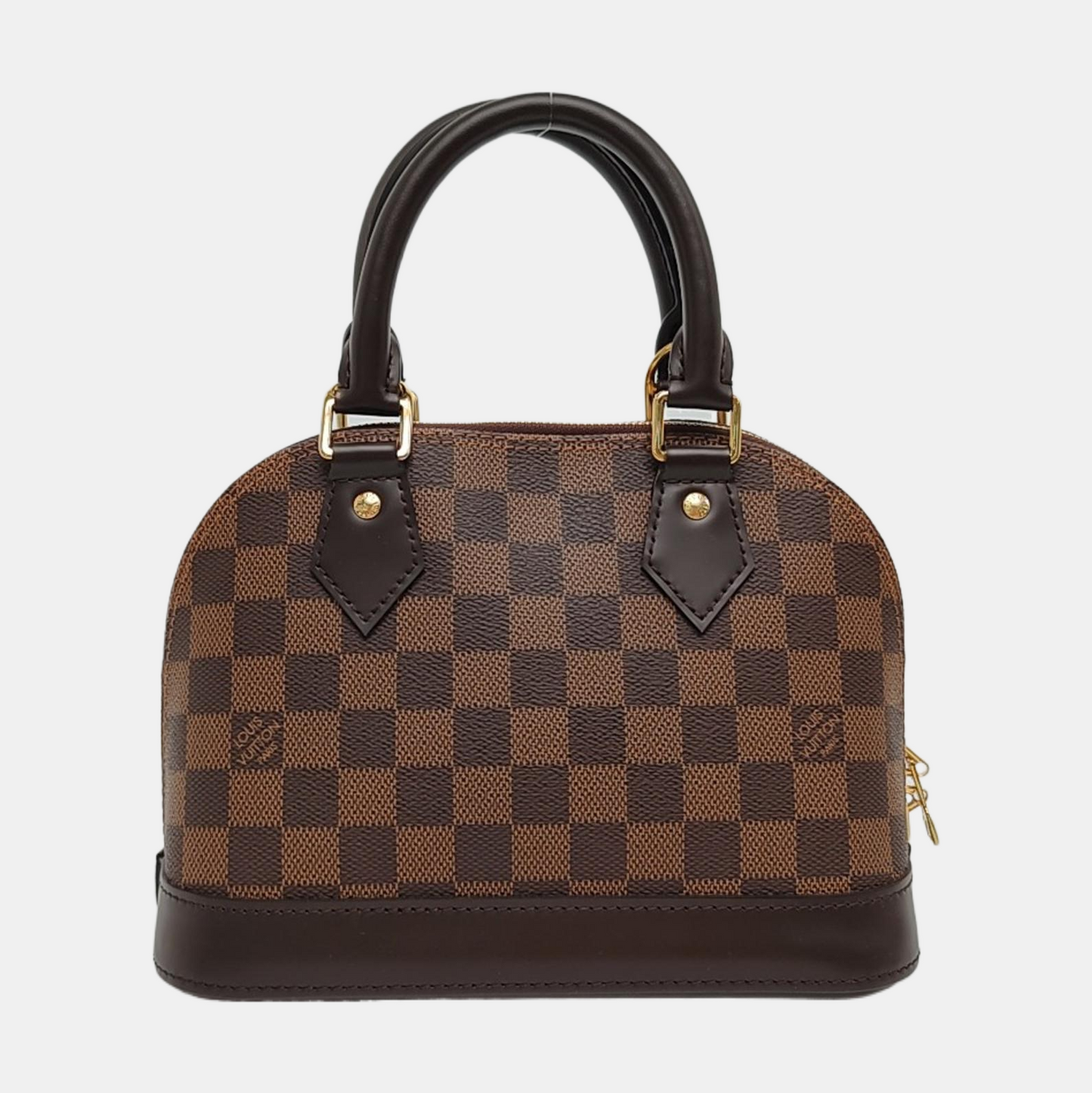 LOUIS VUITTON ALMA BB Brown Coated Canvas Monogram Checkerboard Shell Bag Shoulder Bag Crossbody Bag Golden Hardware Removable Strap-(SKU)-967078439