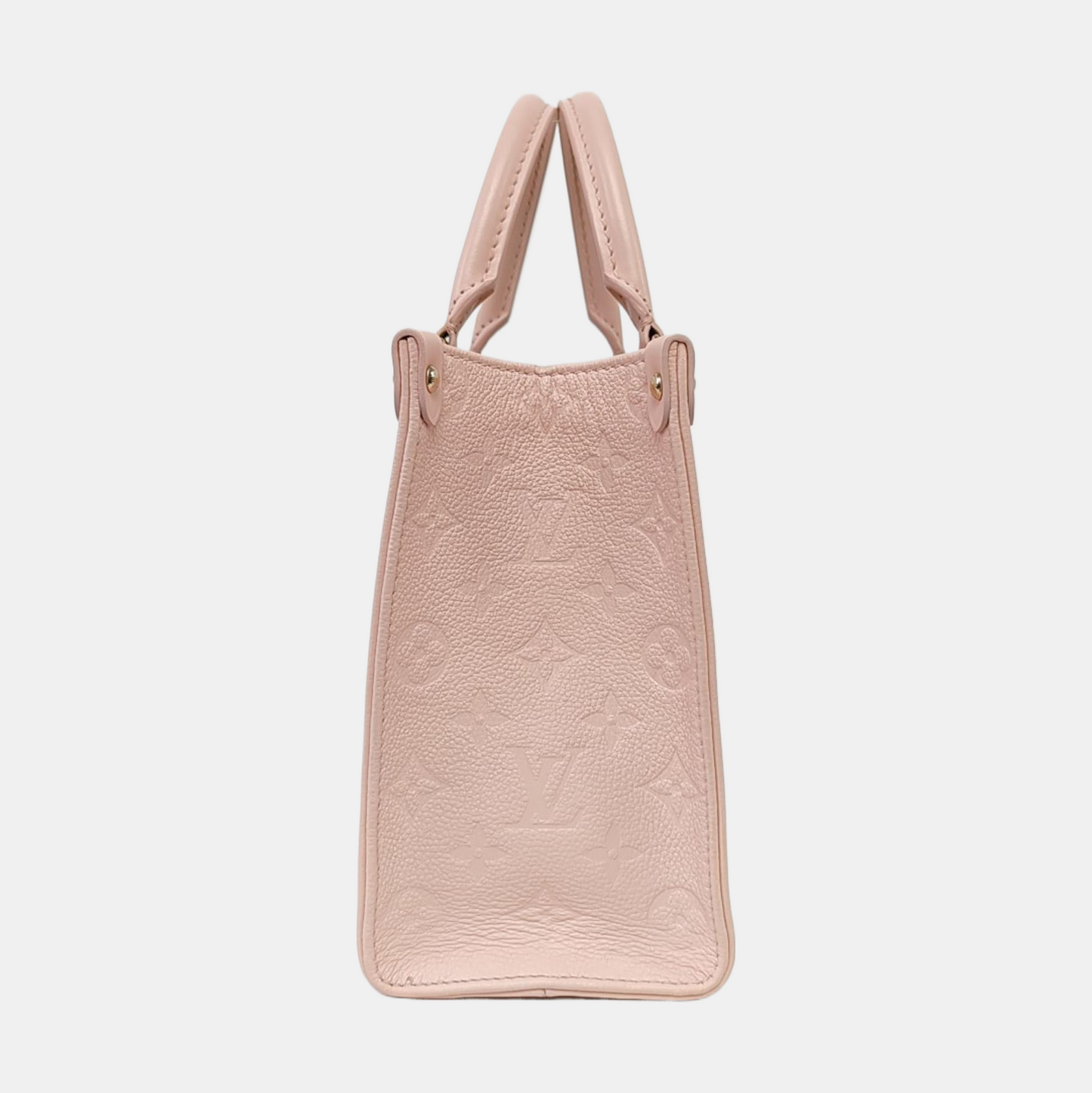 LOUIS VUITTON ONTHEGO Small Light Pink Calfskin Monogram Embossed Jungle Bag Single Shoulder Bag Handbag Detachable Strap-(SKU)-966381048