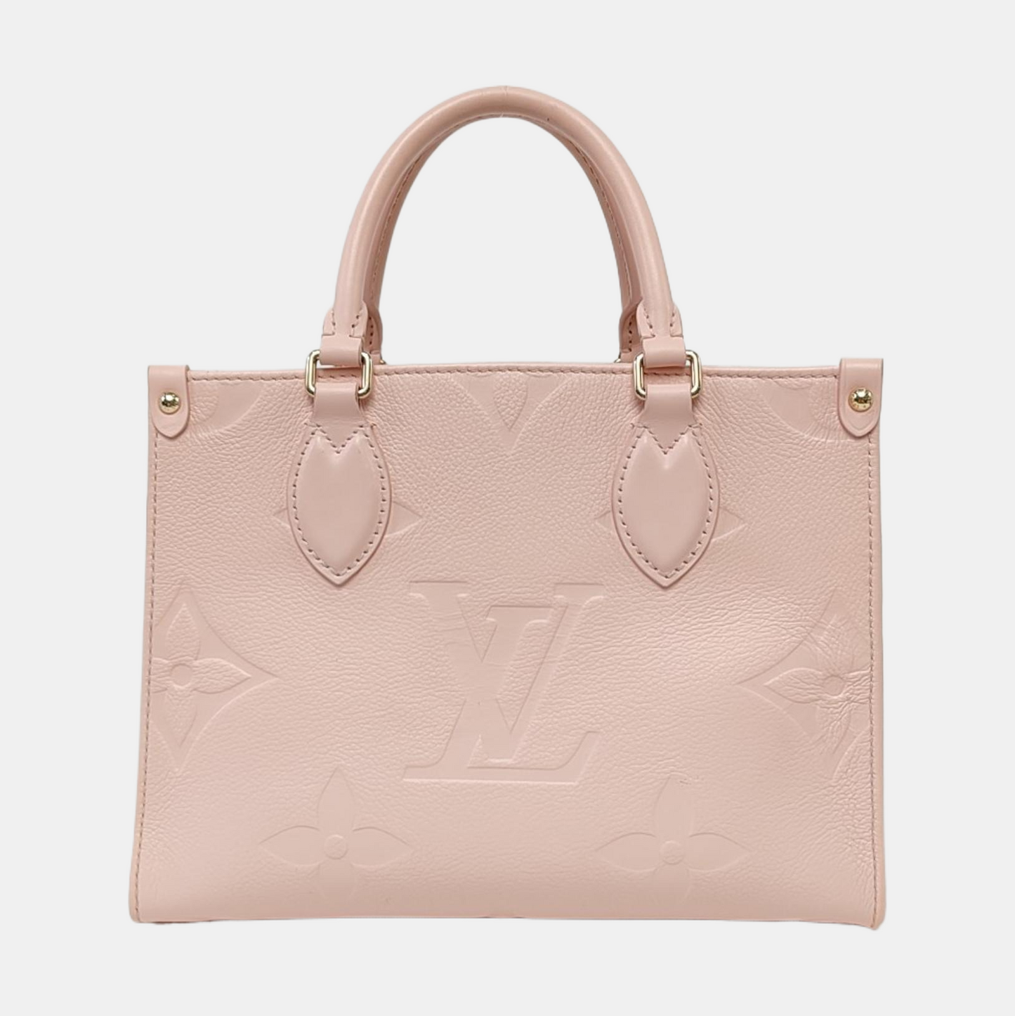 LOUIS VUITTON ONTHEGO Small Light Pink Calfskin Monogram Embossed Jungle Bag Single Shoulder Bag Handbag Detachable Strap-(SKU)-966381048