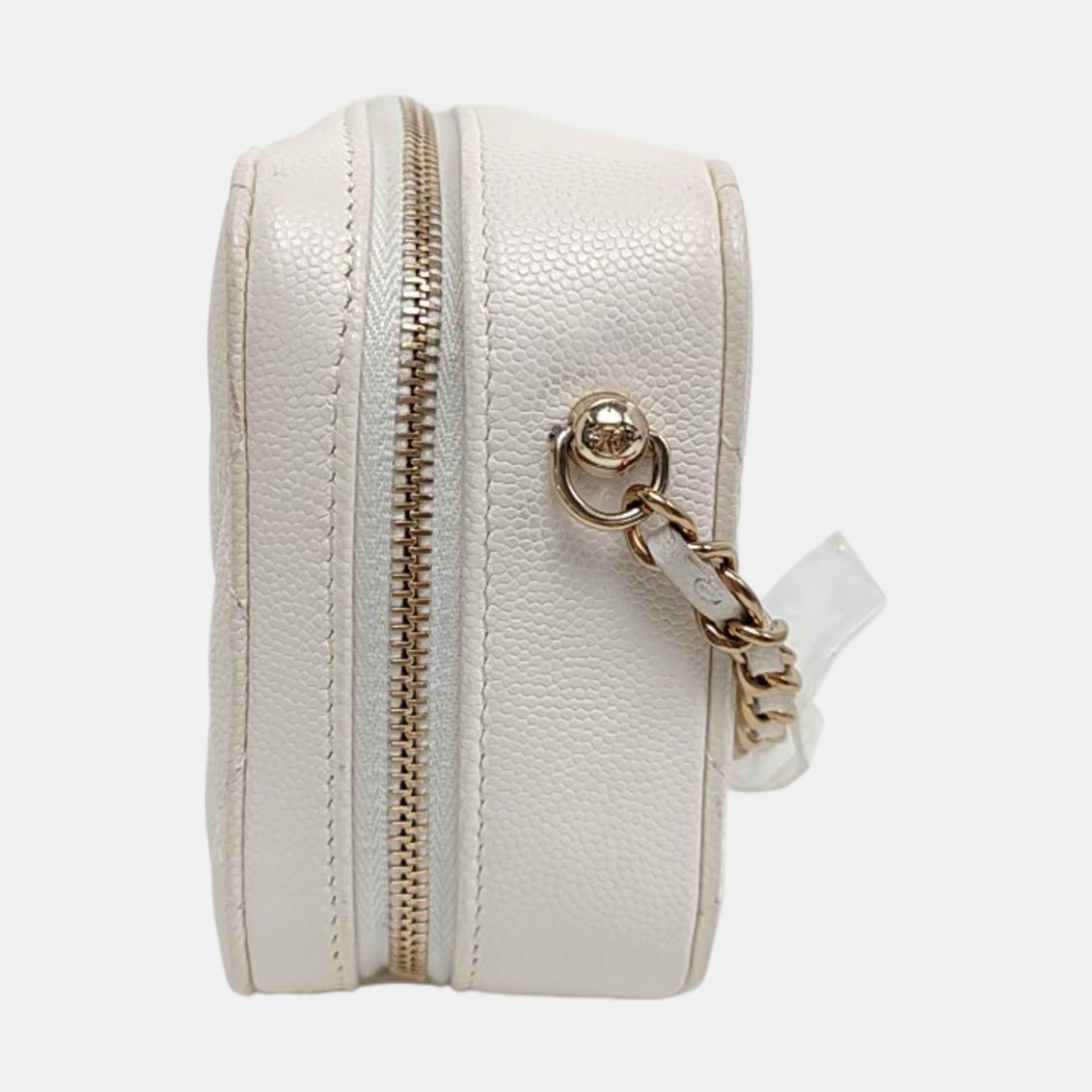CHANEL SURPIQUE White Calfskin Quilted Monogram Crossbody Single Shoulder Bag with Gold Hardware-(SKU)-966839667