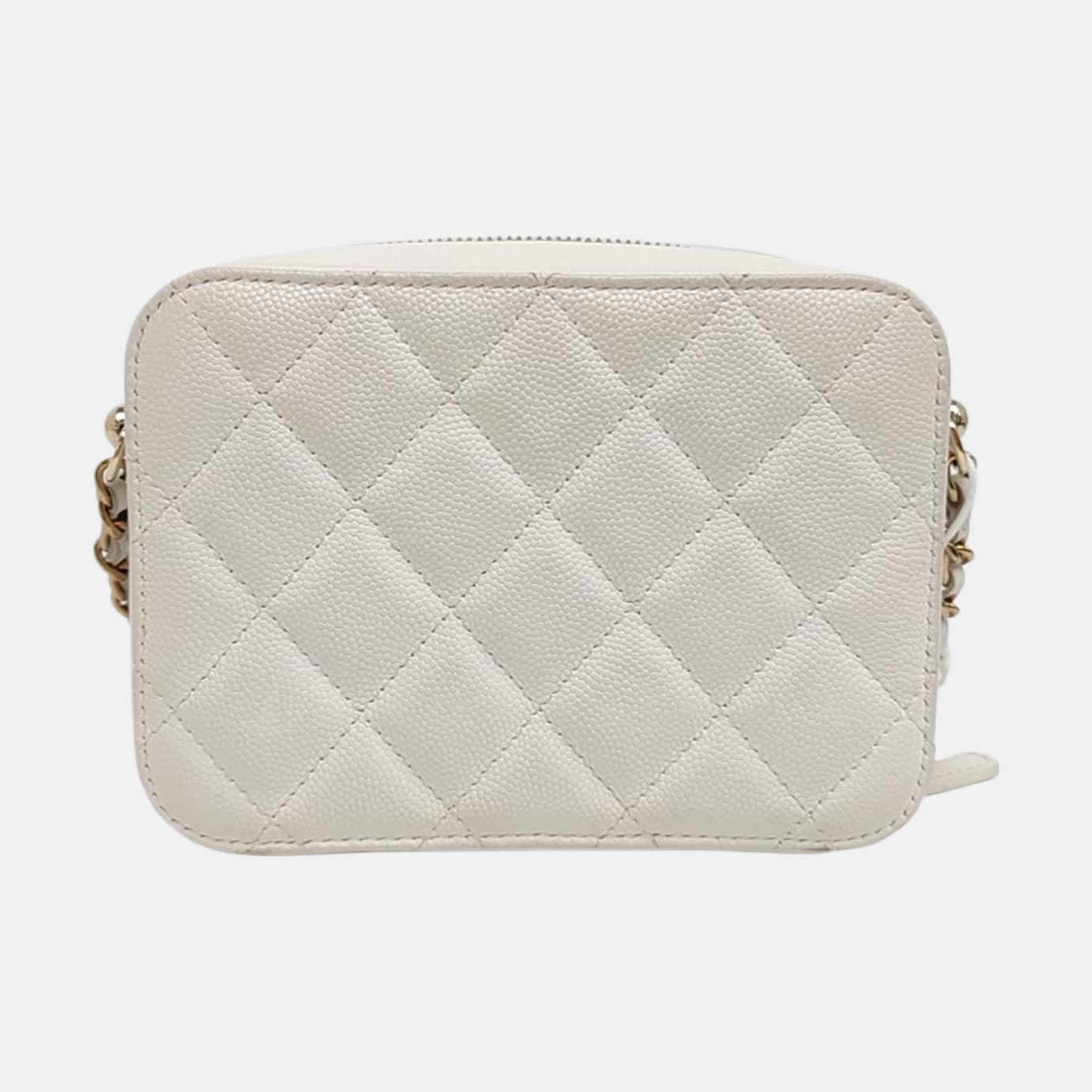 CHANEL SURPIQUE White Calfskin Quilted Monogram Crossbody Single Shoulder Bag with Gold Hardware-(SKU)-966839667