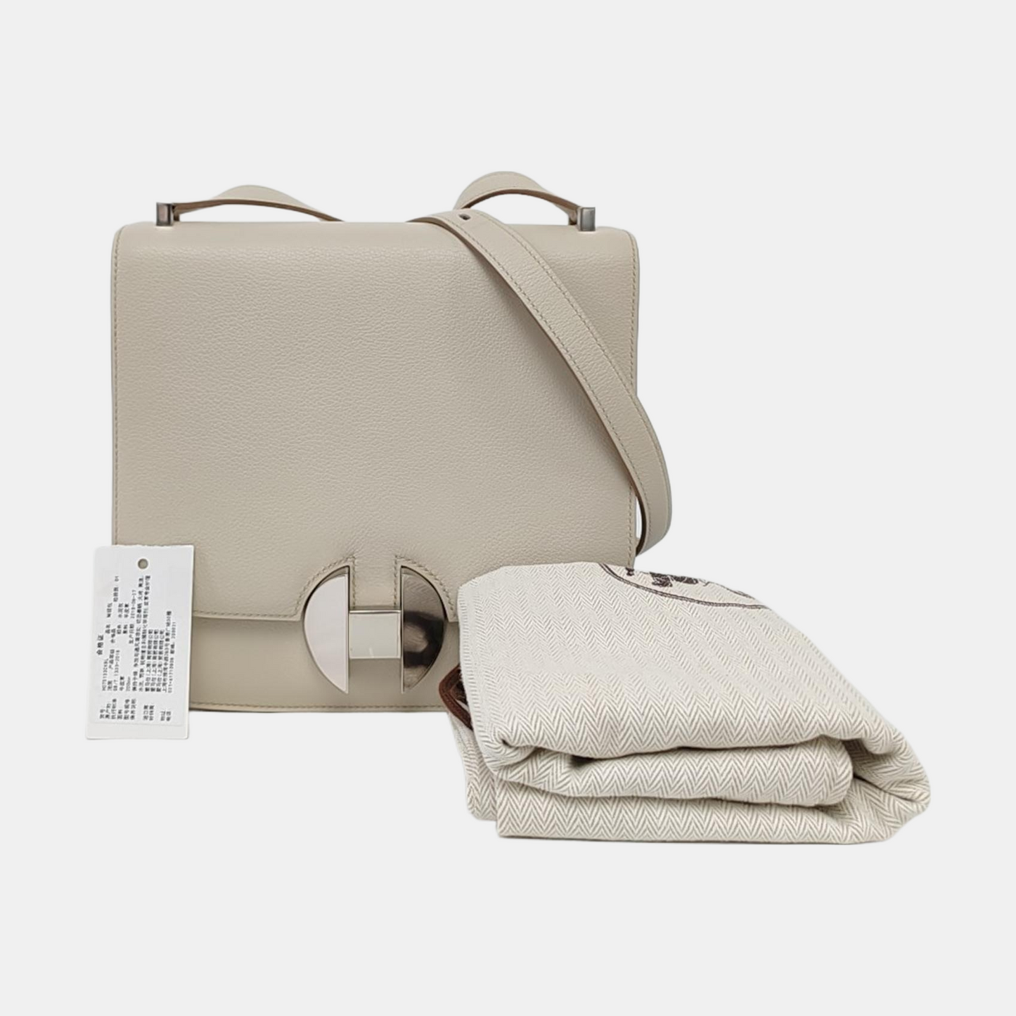 HERMÈS 2002 20 Cement Grey Evercolor Calfskin Crossbody Shoulder Bag with Silver Hardware, C-(SKU)-966838691