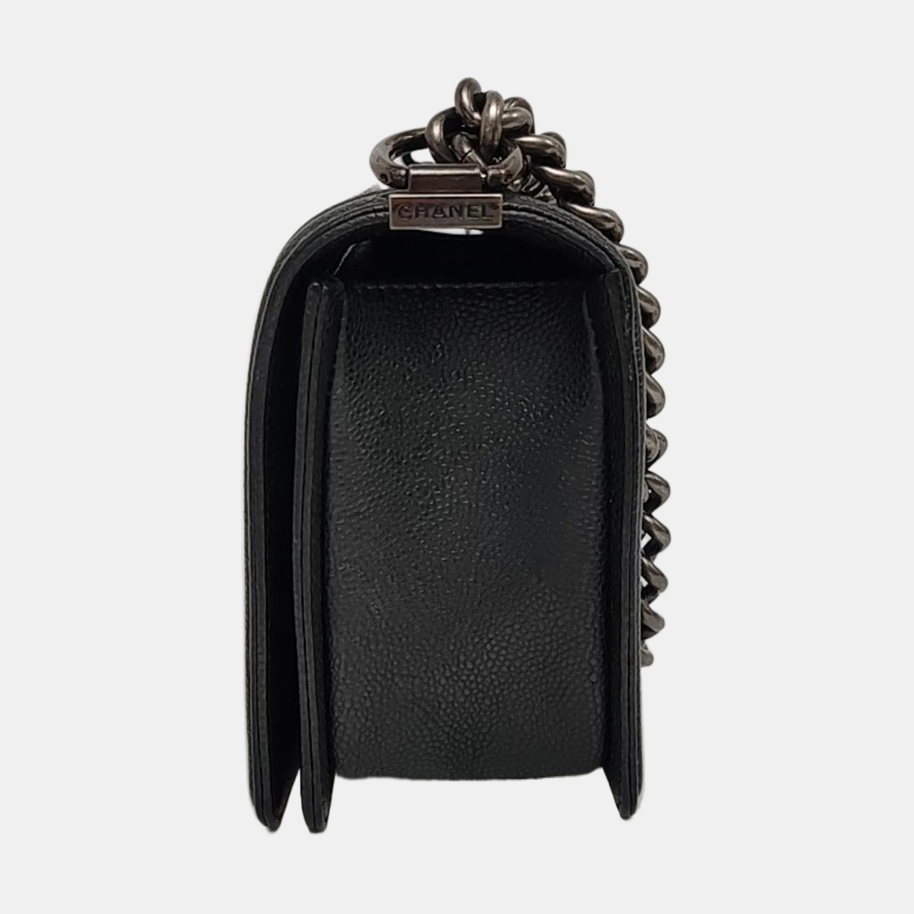 CHANEL BOY CHANEL Medium Black Tweed Quilted Crossbody Bag Single Shoulder Bag Rhodium Hardware 18 Clasp Detachable Strap-(SKU)-967050030
