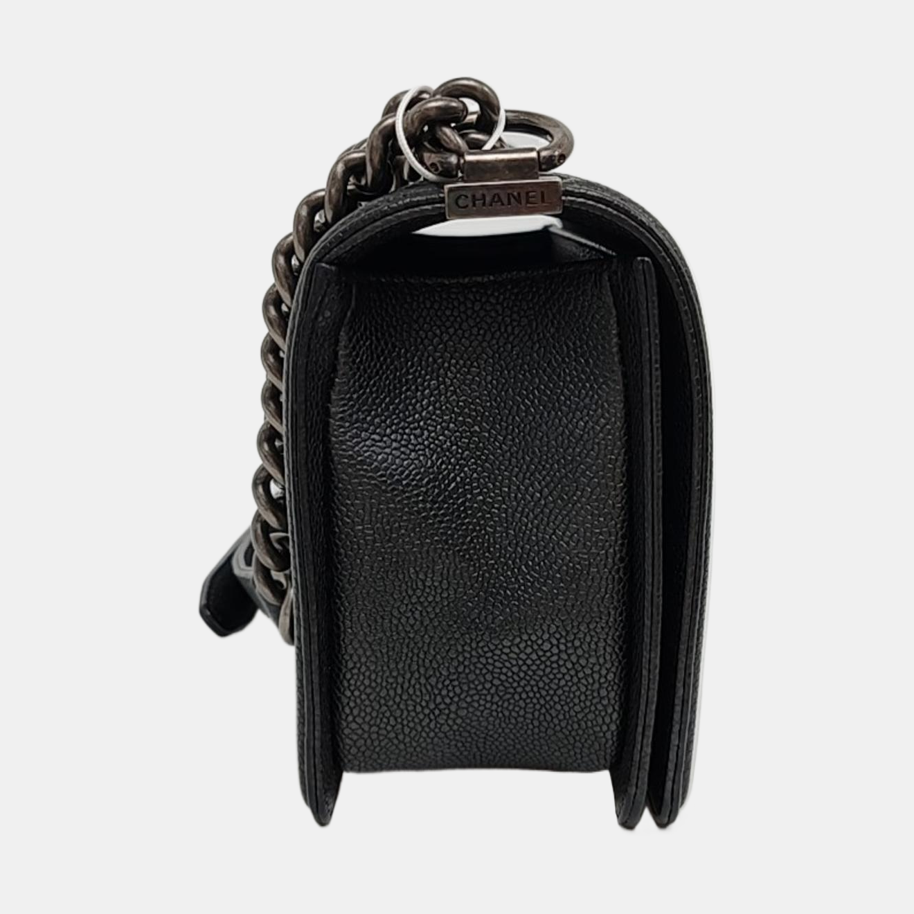 CHANEL BOY CHANEL Medium Black Tweed Quilted Crossbody Bag Single Shoulder Bag Rhodium Hardware 18 Clasp Detachable Strap-(SKU)-967050030