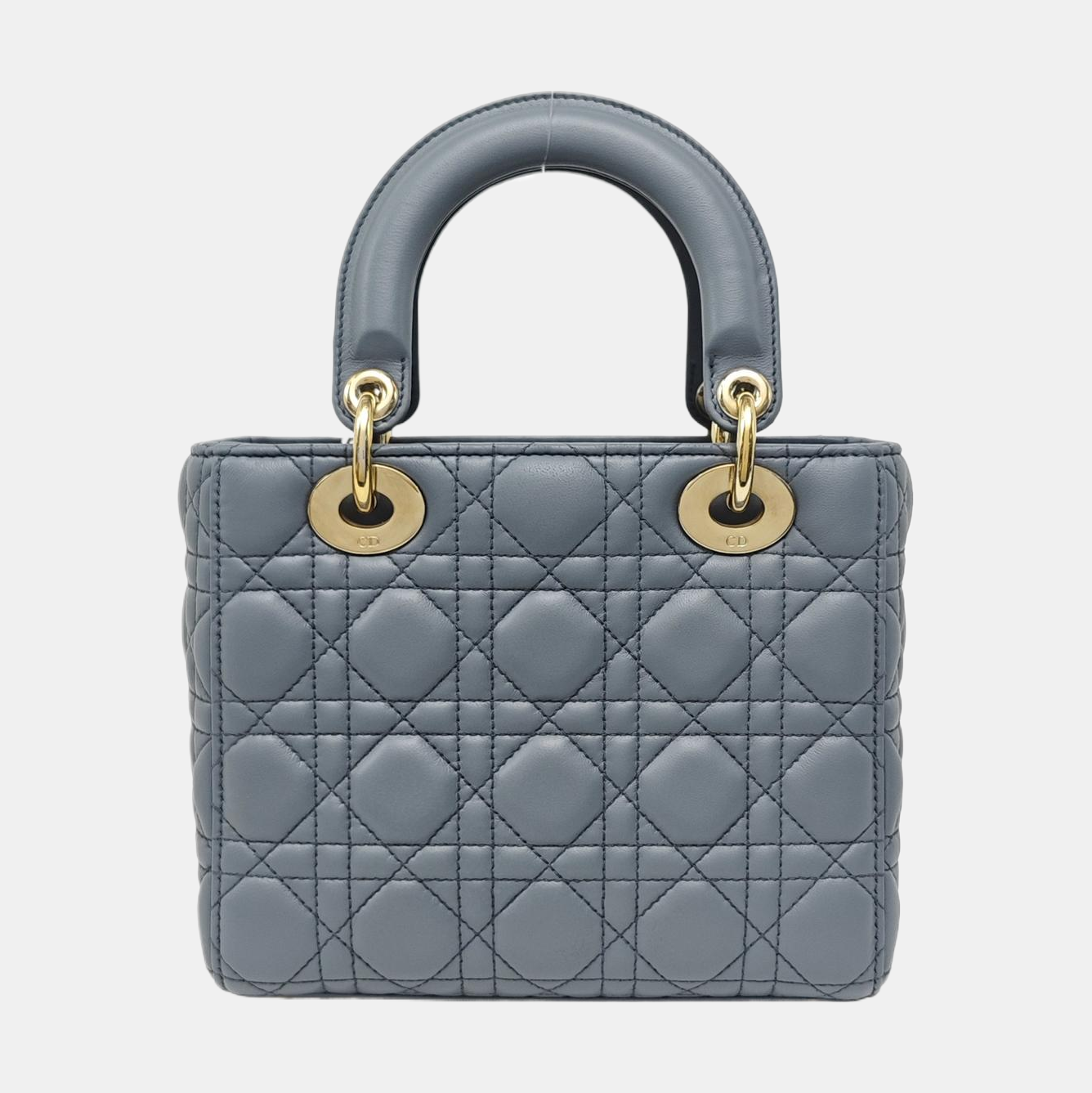 DIOR Lady Dior Small Light Blue Lamb Skin Quilted Diagonal Bag 4-Compartment Single Shoulder Bag Crossbody Handbag with Gold Hardware and Removable Shoulder Strap-(SKU)-967022715