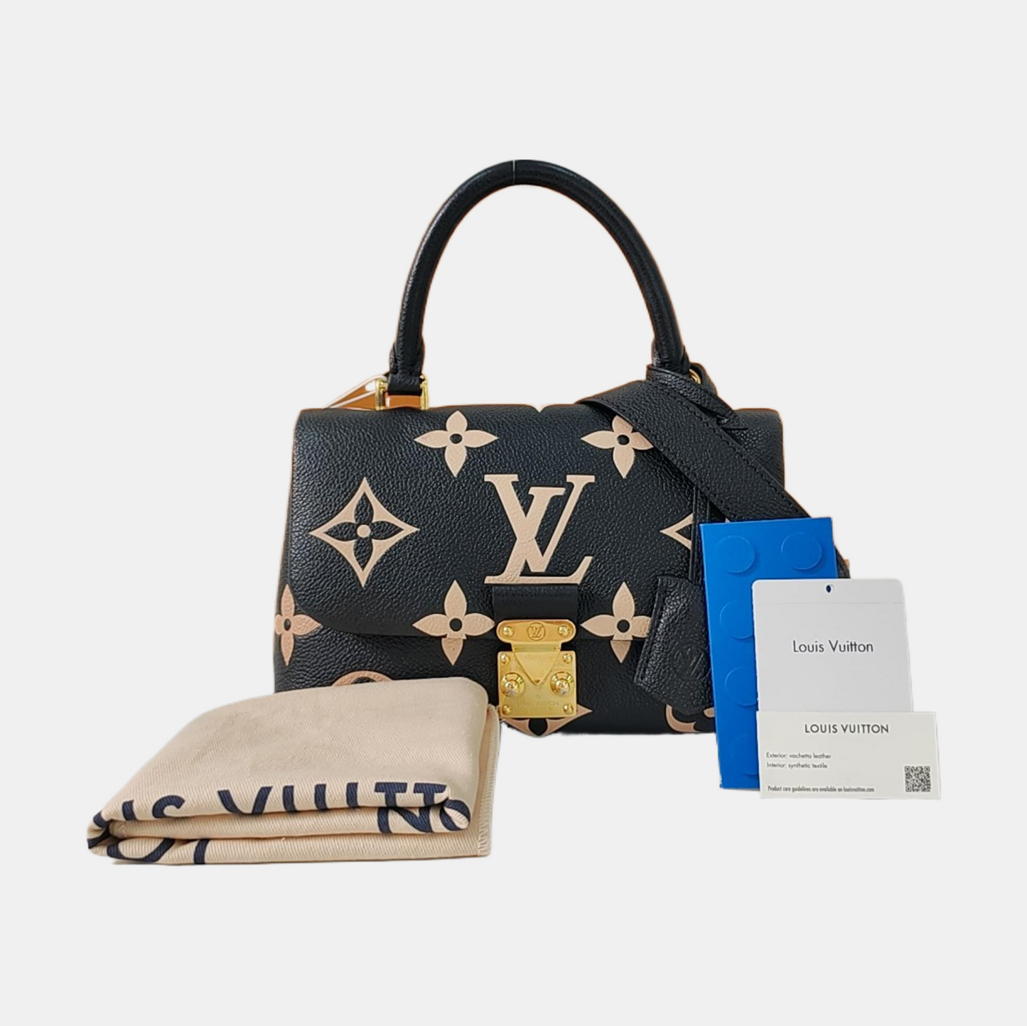 LOUIS VUITTON MADELEINE black leather Monogram embossed crossbody bag handbag shoulder bag complete accessories-(SKU)-946944708