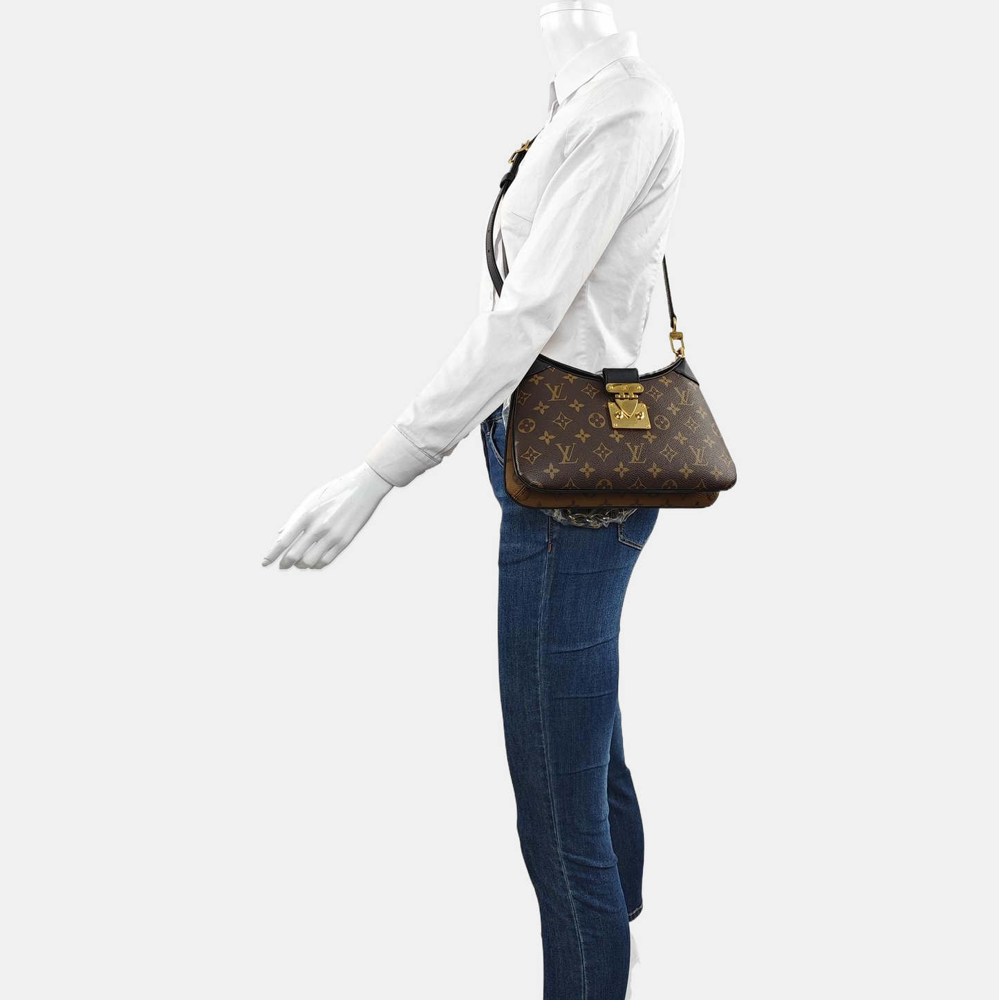 LOUIS VUITTON TWINNY Brown Coated Canvas Monogram Shoulder Bag, Crossbody, Handle Bag with Two Detachable Straps, Golden Hardware-(SKU)-967055617