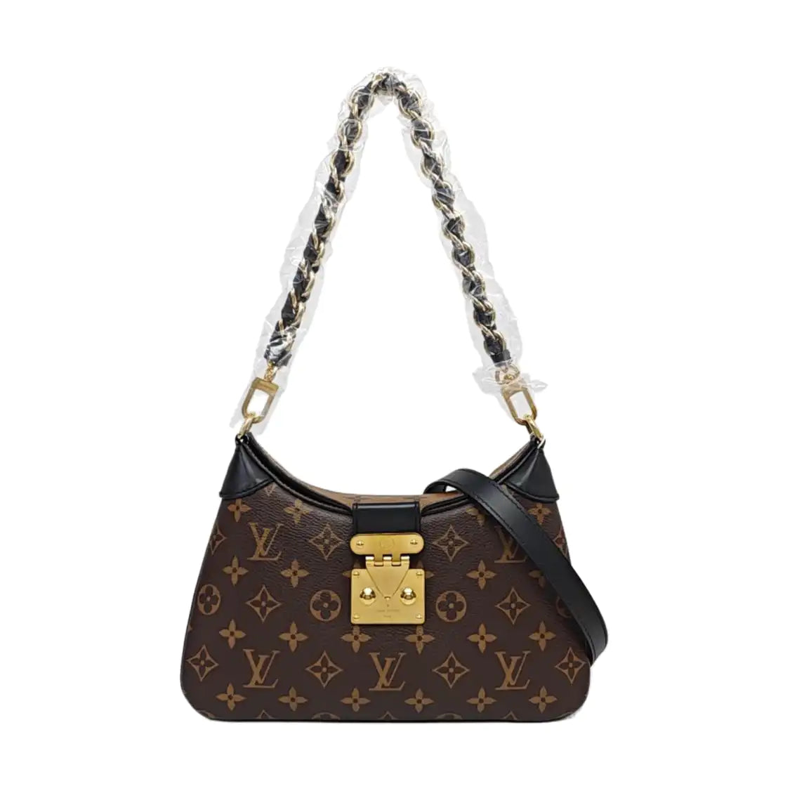 LOUIS VUITTON TWINNY Brown Coated Canvas Monogram Shoulder Bag, Crossbody, Handle Bag with Two Detachable Straps, Golden Hardware-(SKU)-967055617