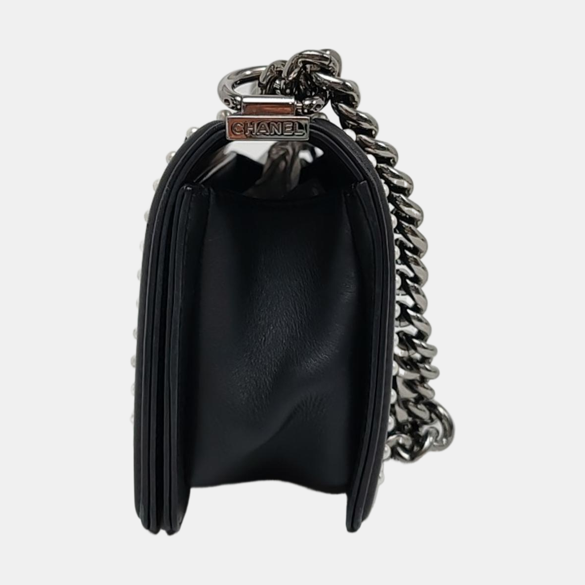 CHANEL BOY CHANEL Small Size Black Fabric Quilted Four Shoulder Bag, Crossbody Bag with Detachable Strap-(SKU)-967025259