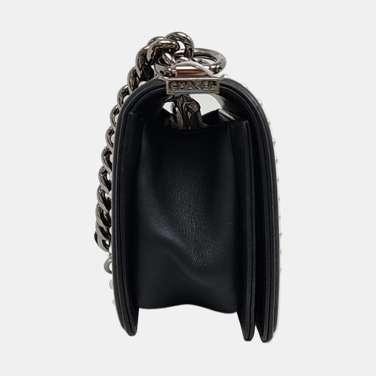 CHANEL BOY CHANEL Small Size Black Fabric Quilted Four Shoulder Bag, Crossbody Bag with Detachable Strap-(SKU)-967025259