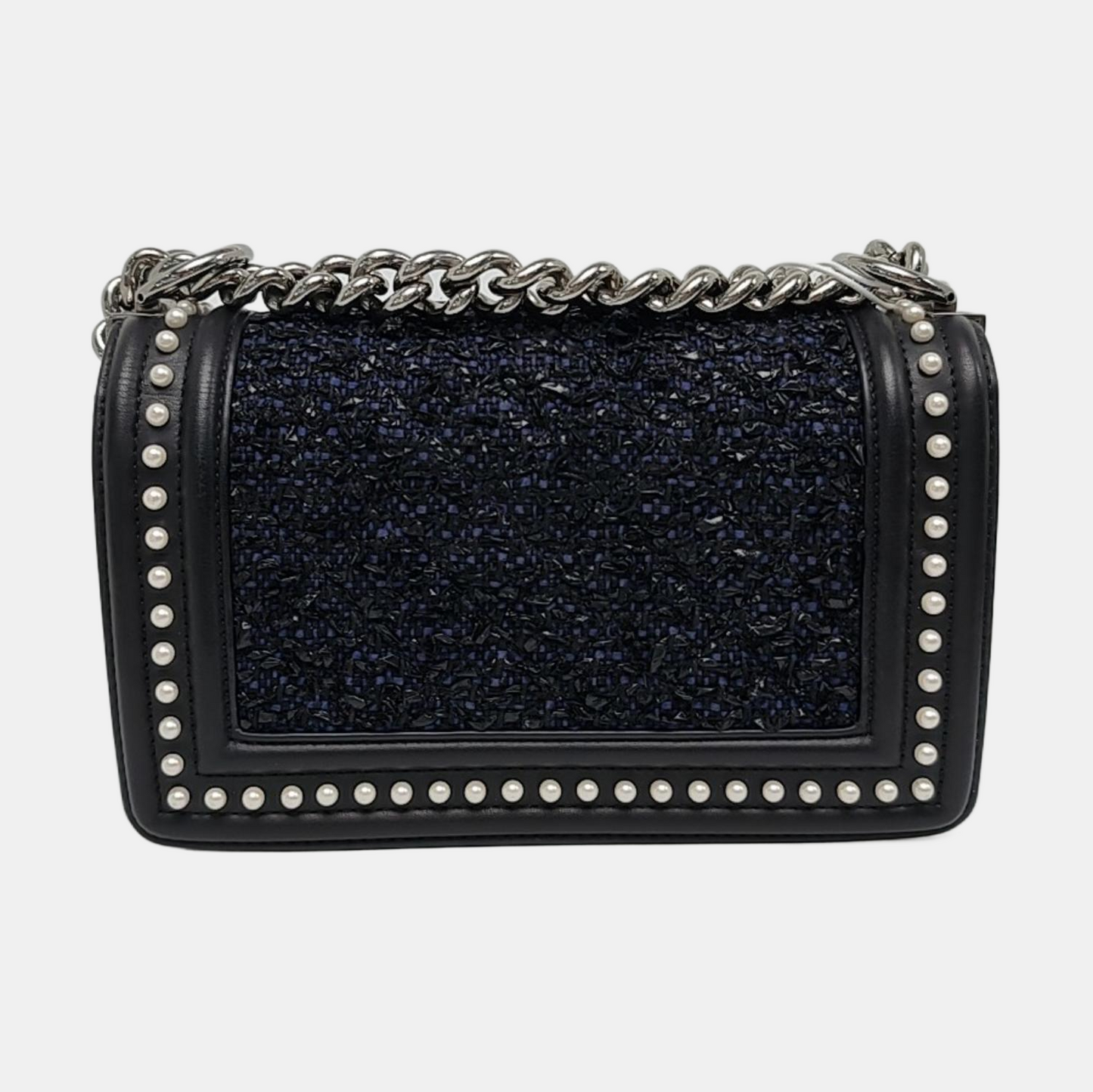 CHANEL BOY CHANEL Small Size Black Fabric Quilted Four Shoulder Bag, Crossbody Bag with Detachable Strap-(SKU)-967025259