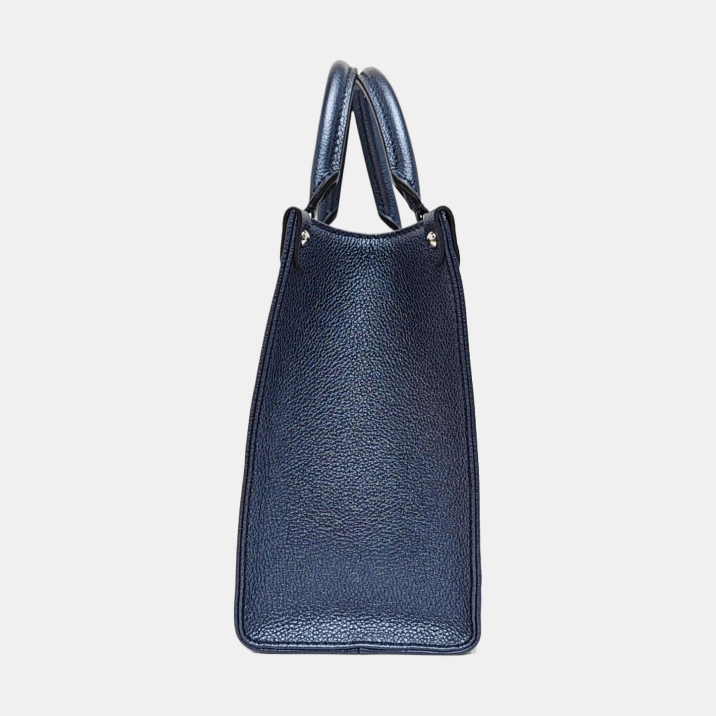 LOUIS VUITTON ONTHEGO Small size blue leather embossed jungle bag crossbody bag shoulder bag handbag with silver hardware and removable shoulder strap complete accessories-(SKU)-966998341