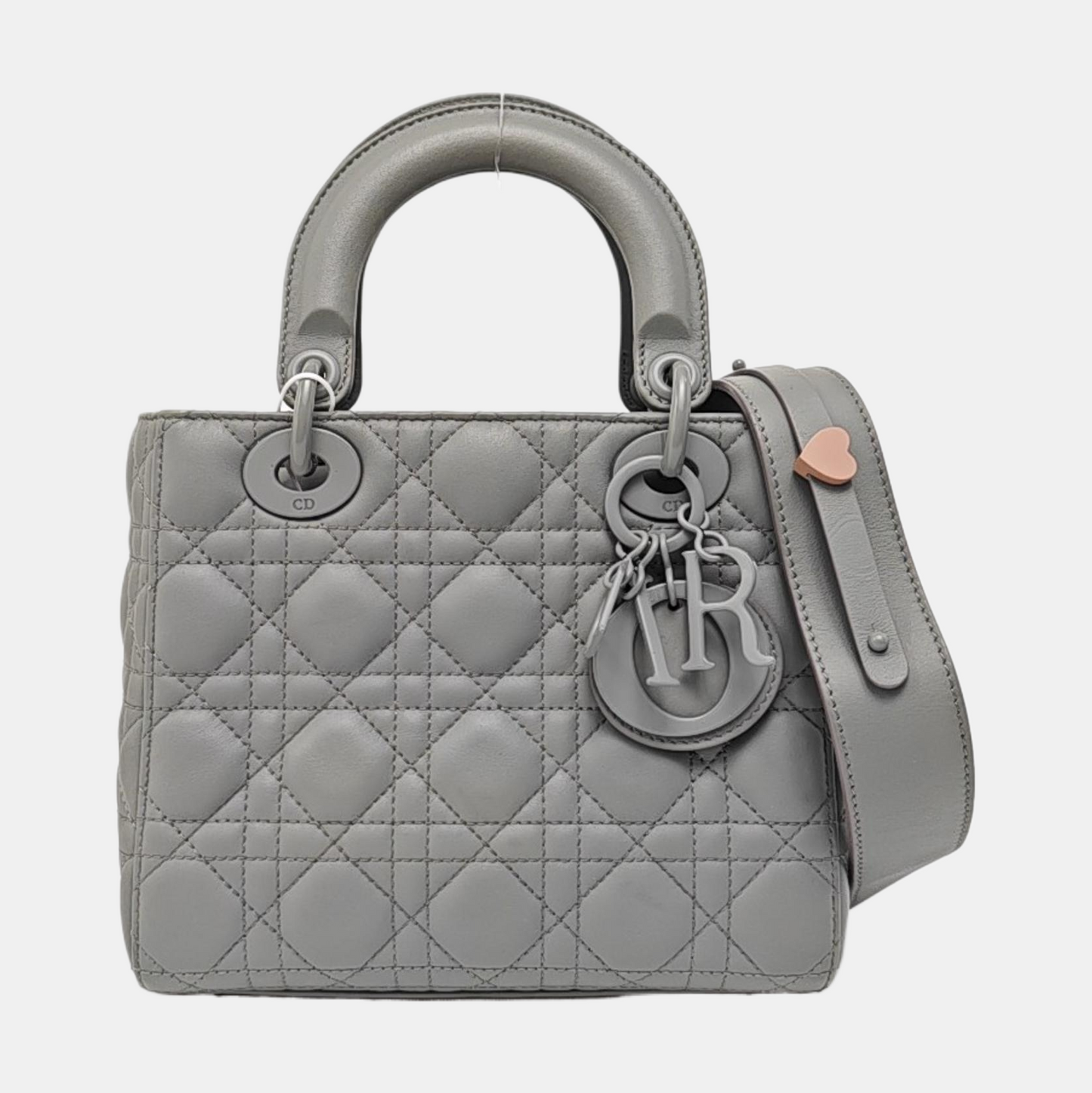 DIOR Lady Dior Small Size Grey Calfskin Quilted Cannage Four Shoulder Bag, Handbag, Crossbody Bag with Detachable Strap-(SKU)-966716801
