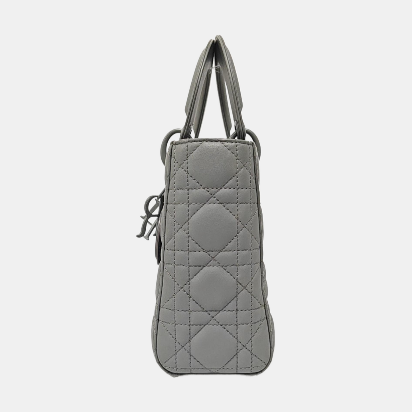 DIOR Lady Dior Small Size Grey Calfskin Quilted Cannage Four Shoulder Bag, Handbag, Crossbody Bag with Detachable Strap-(SKU)-966716801