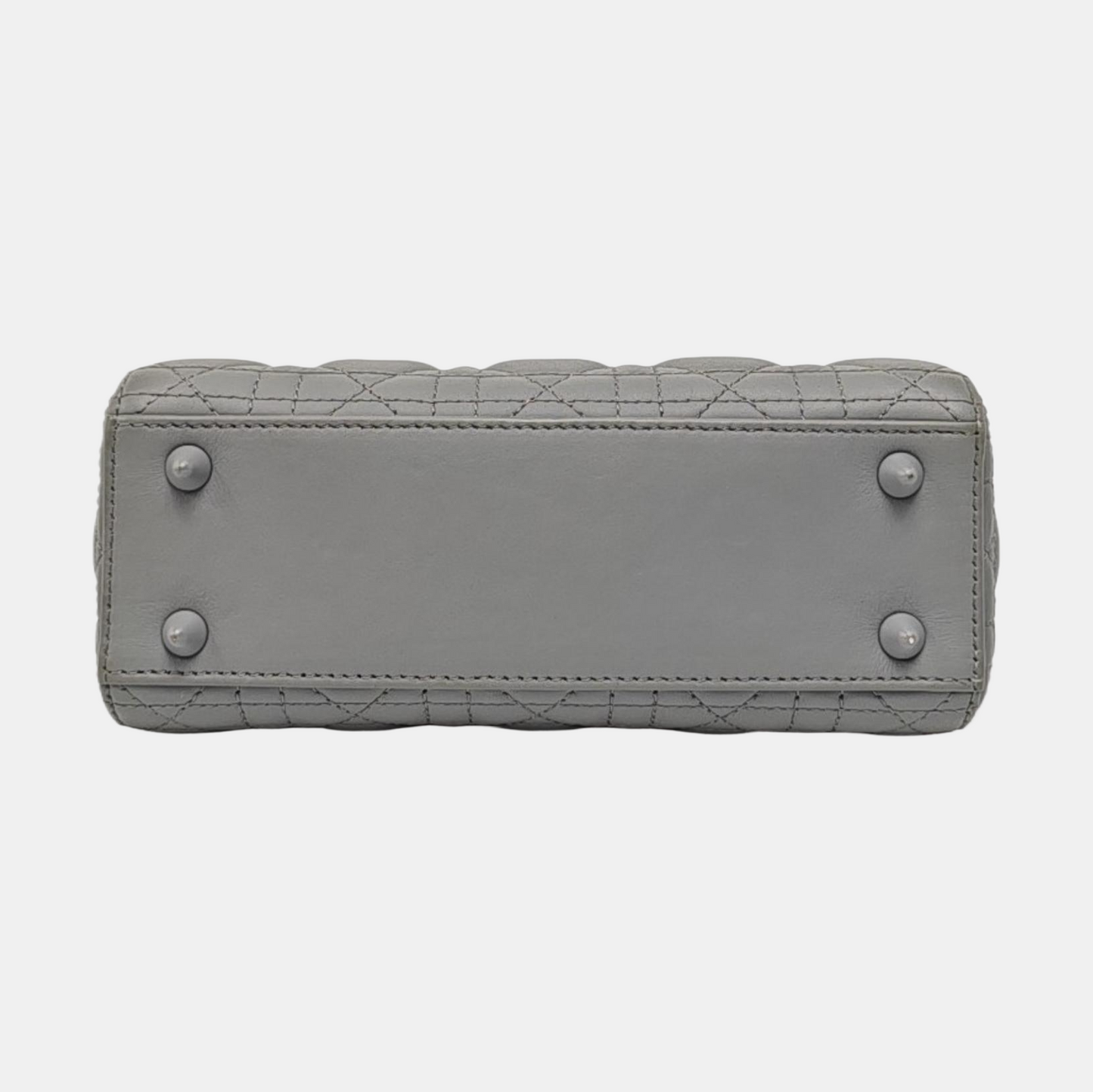 DIOR Lady Dior Small Size Grey Calfskin Quilted Cannage Four Shoulder Bag, Handbag, Crossbody Bag with Detachable Strap-(SKU)-966716801