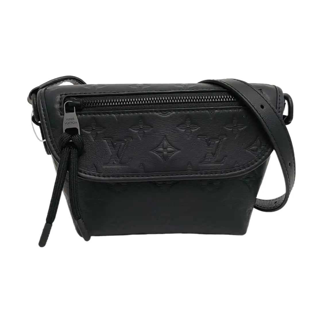 LOUIS VUITTON PULSE Mini Black Cowhide Monogram Embossed Shoulder Bag Crossbody Bag Black Hardware Complete Accessories-(SKU)-967194716