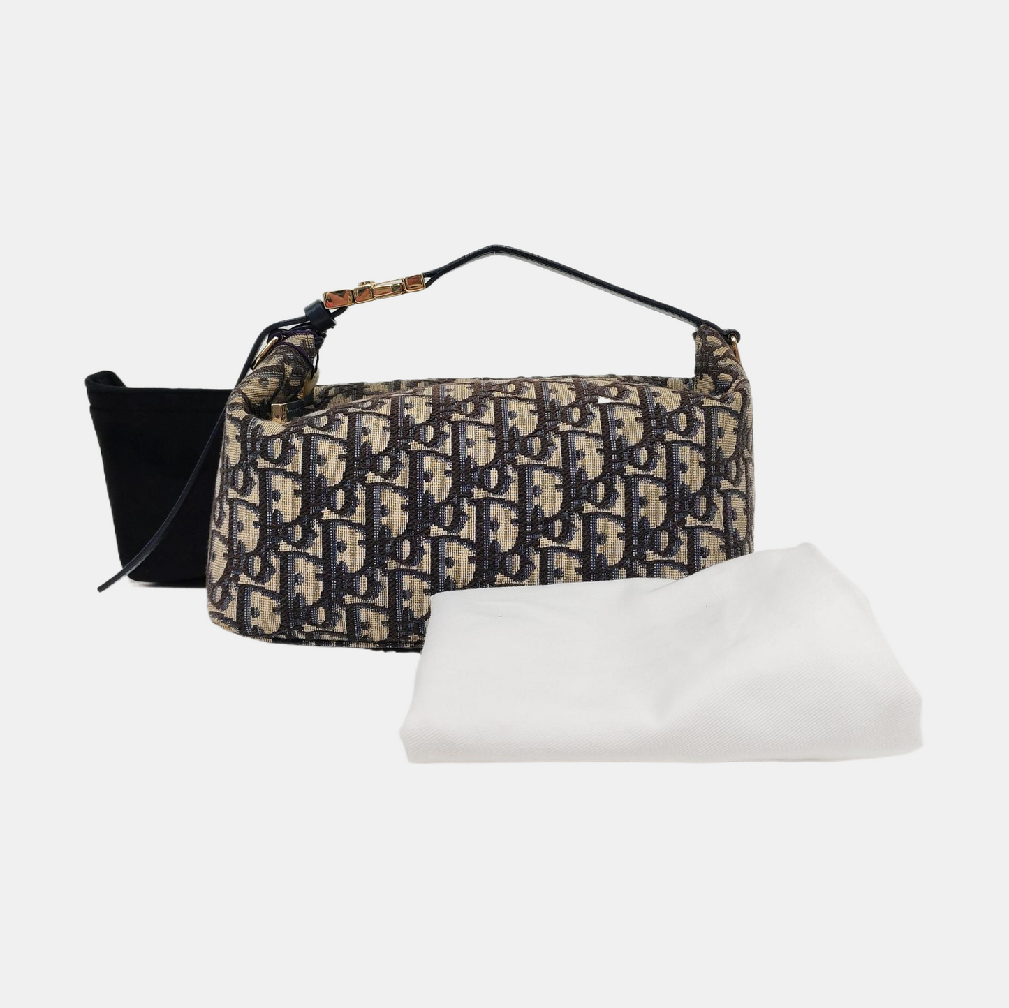 DIOR Diortravel Nomad Medium Gray Canvas Monogram Floral Jacquard Handbag Gold Hardware-(SKU)-967326935