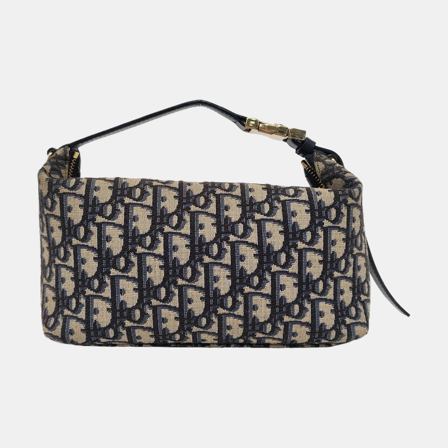 DIOR Diortravel Nomad Medium Gray Canvas Monogram Floral Jacquard Handbag Gold Hardware-(SKU)-967326935