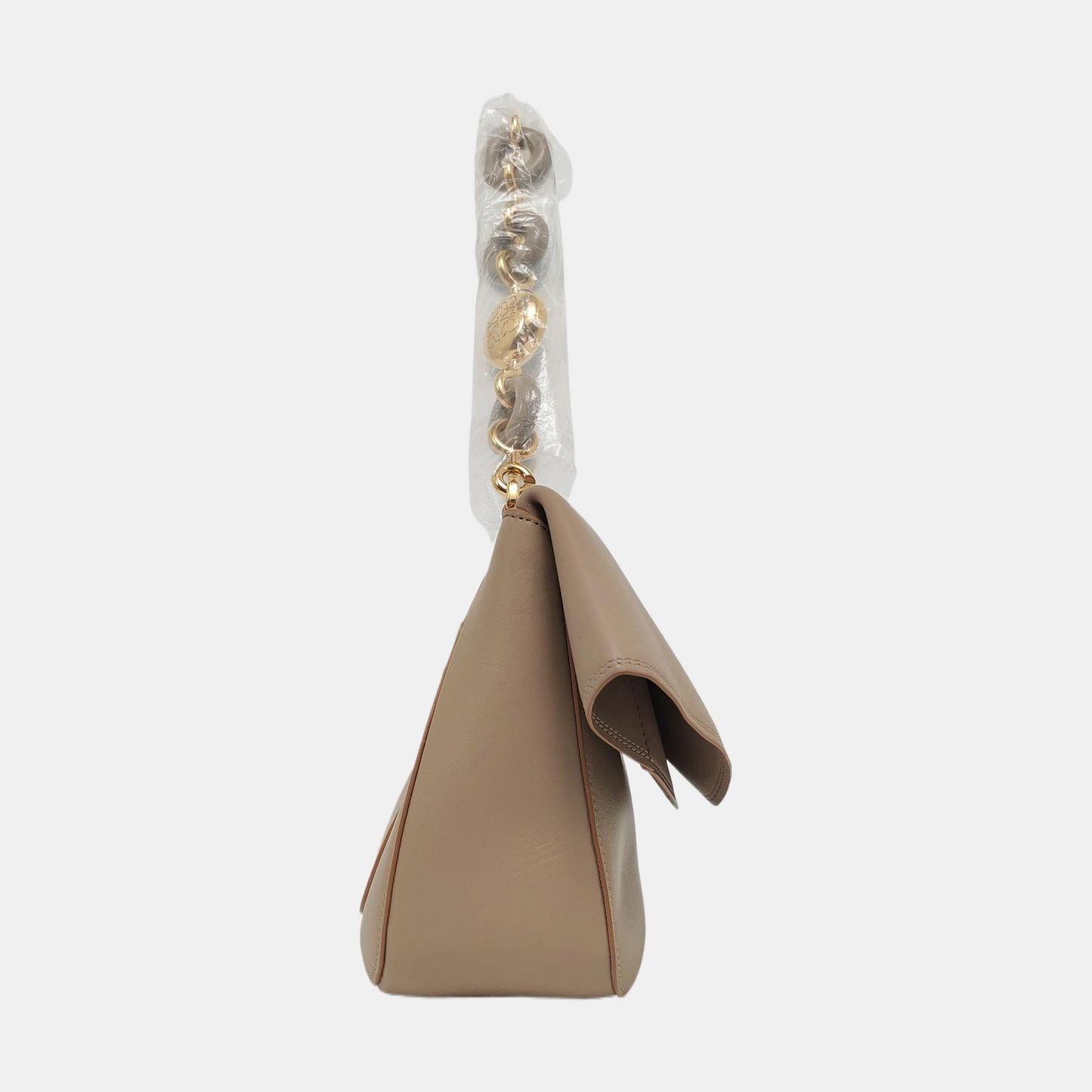 LOEWE Ola Medium Size Beige Calfskin Single Shoulder Bag Gold Hardware 2 Removable Straps-(SKU)-967585055