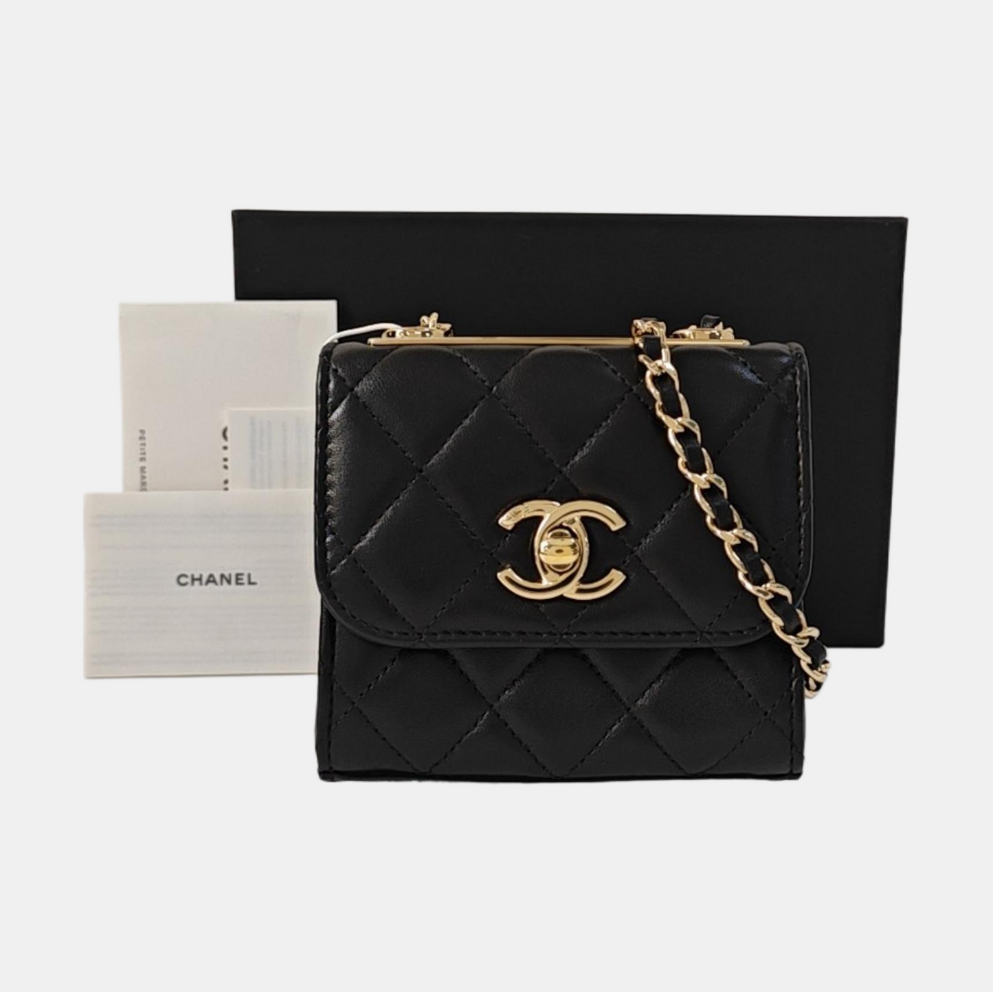CHANEL TRENDY CC Black Lamb Skin Quilted Single Shoulder Bag Crossbody Bag Golden Hardware-(SKU)-967363418