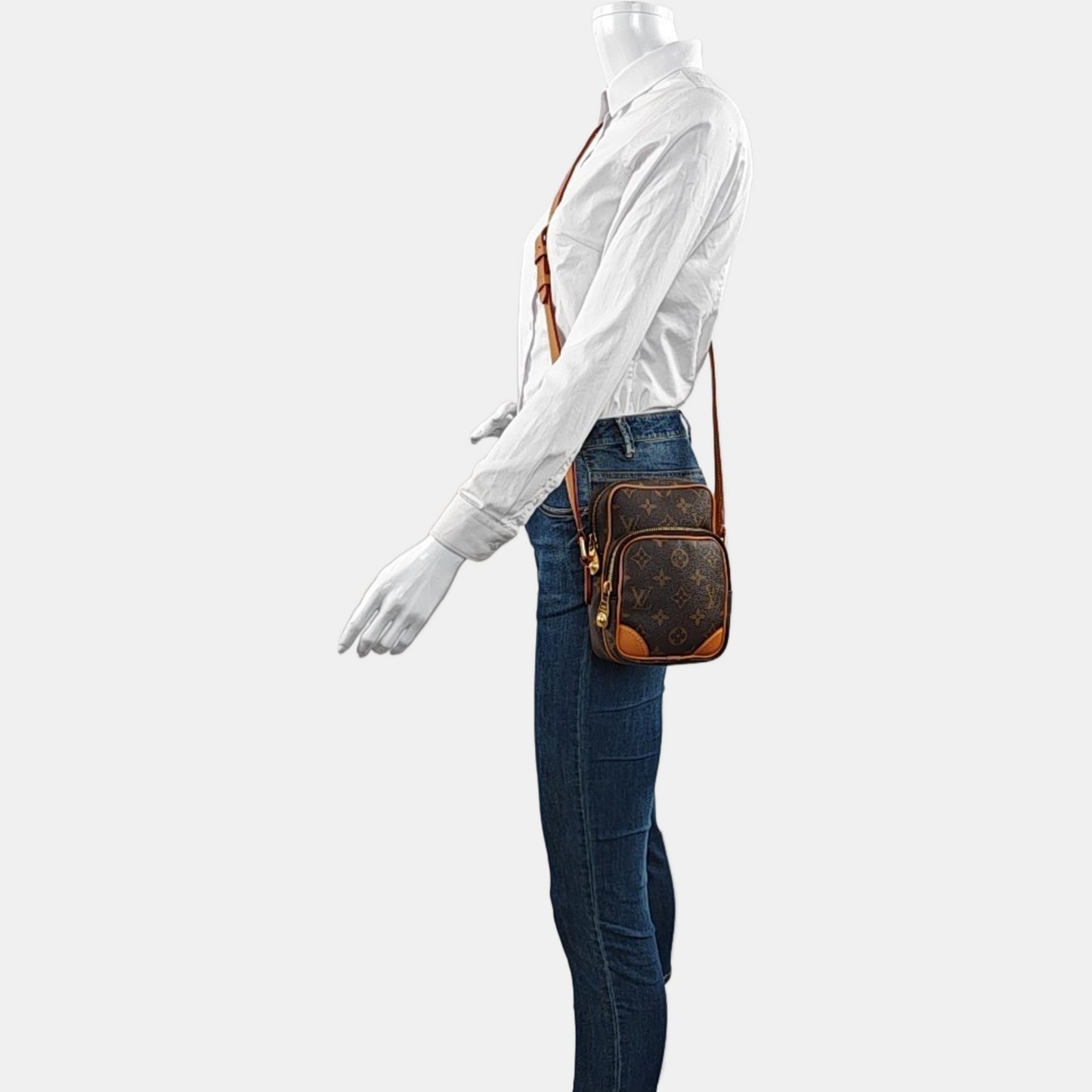 LOUIS VUITTON AMAZON Brown Coated Canvas Monogram Single Shoulder Bag Crossbody Bag with Gold Hardware-(SKU)-967684136