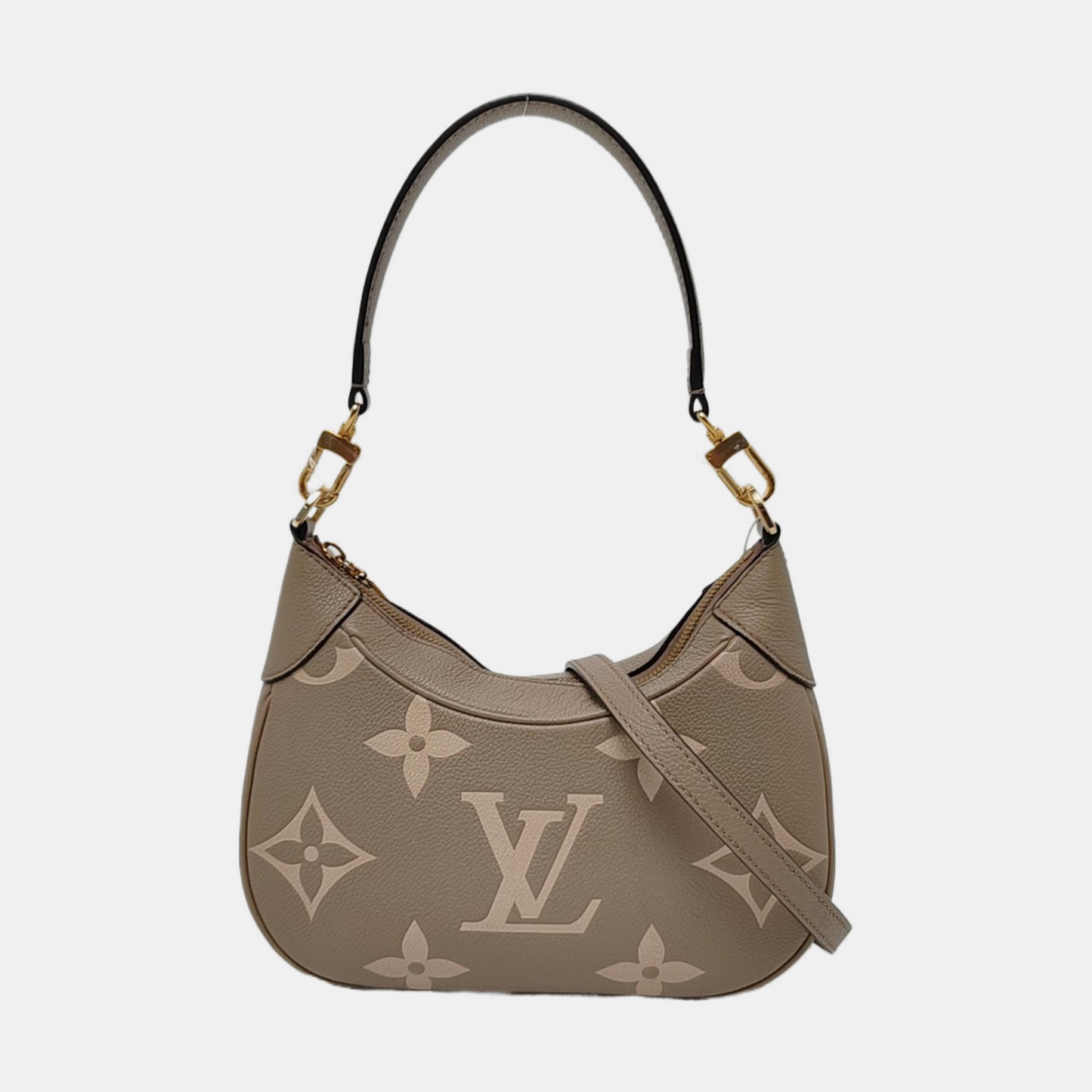 LOUIS VUITTON BAGATELLE Grey Calfskin Embossed Shoulder Bag Tote Bag Crossbody Bag Golden Hardware 2 Removable Straps-(SKU)-967680096