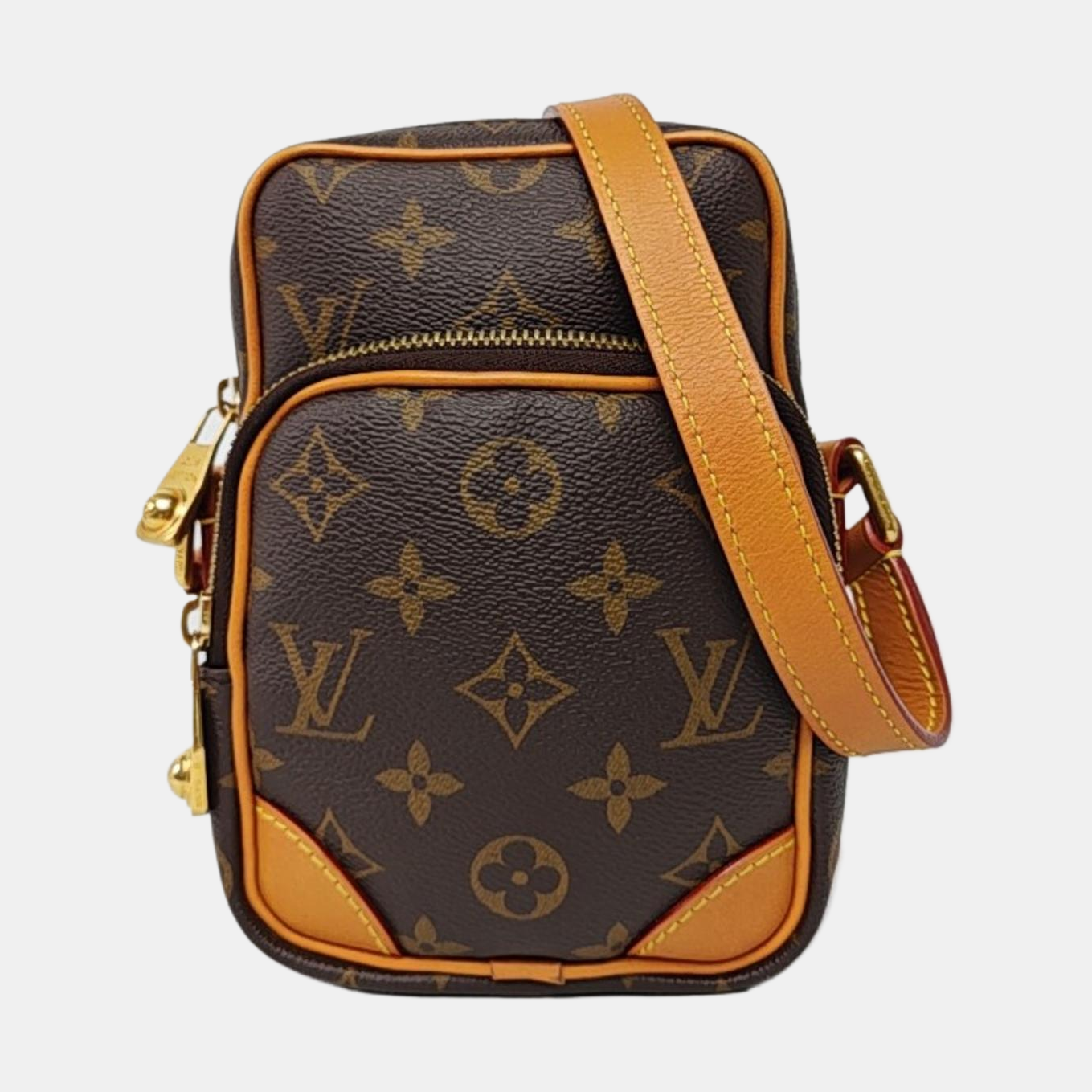 LOUIS VUITTON AMAZON Brown Coated Canvas Monogram Single Shoulder Bag Crossbody Bag with Gold Hardware-(SKU)-967684136