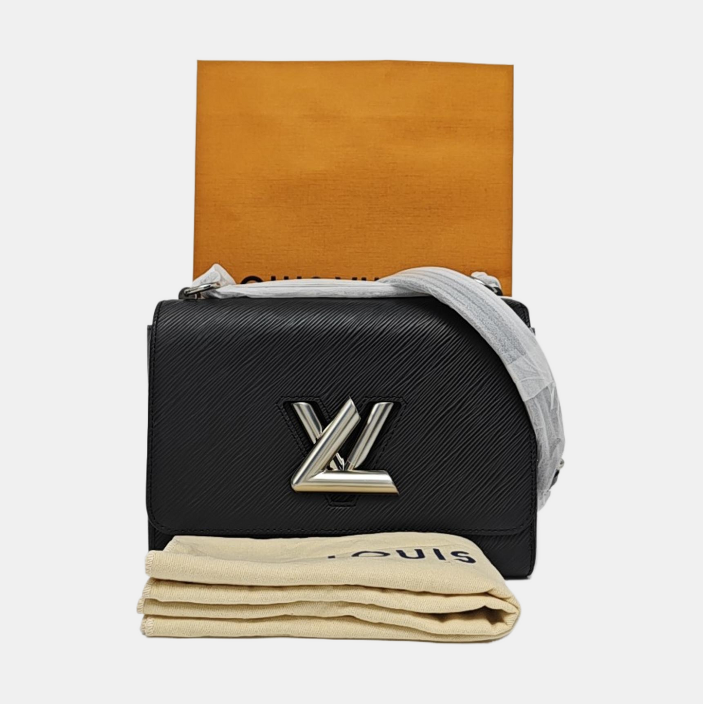 LOUIS VUITTON TWIST Medium Black EPI Leather Wavy Shoulder Bag, Tote, and Crossbody with Silver Hardware-(SKU)-967665291